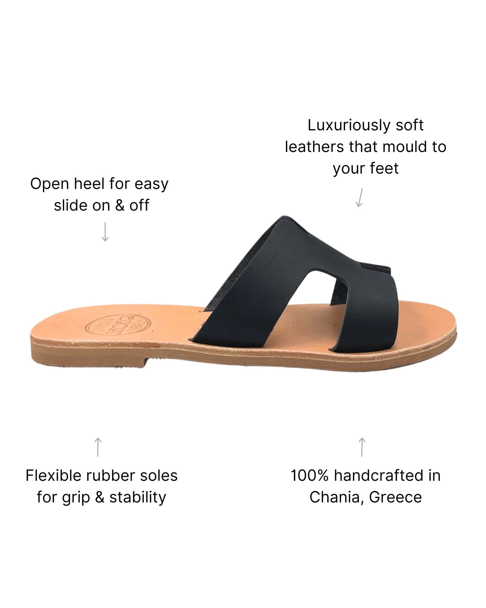 Black leather slides women Dubai same-day delivery
