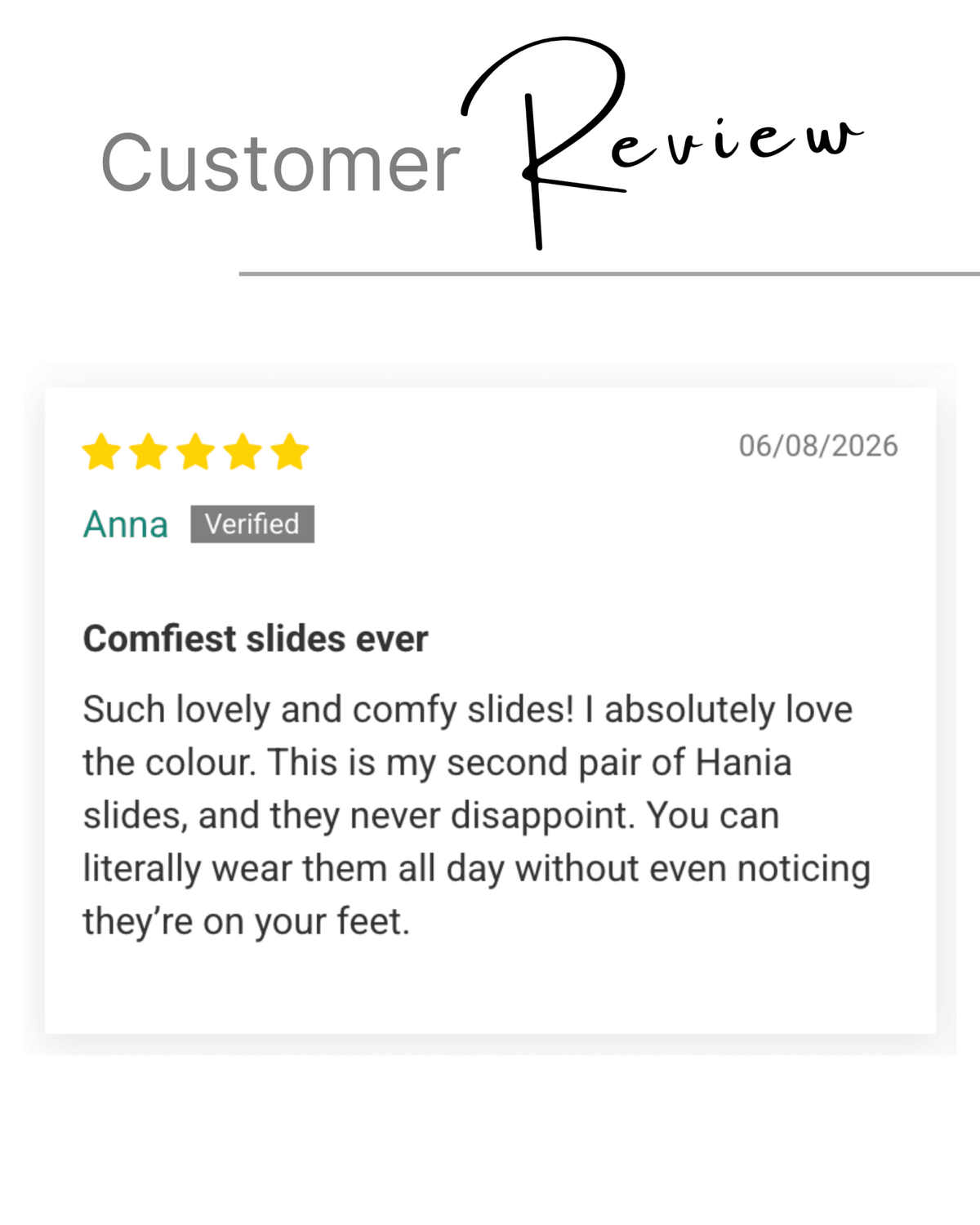 Customer review — Brown Hania Slide, five stars from a verified Shoeq customer | Hania Slide by Shoeq