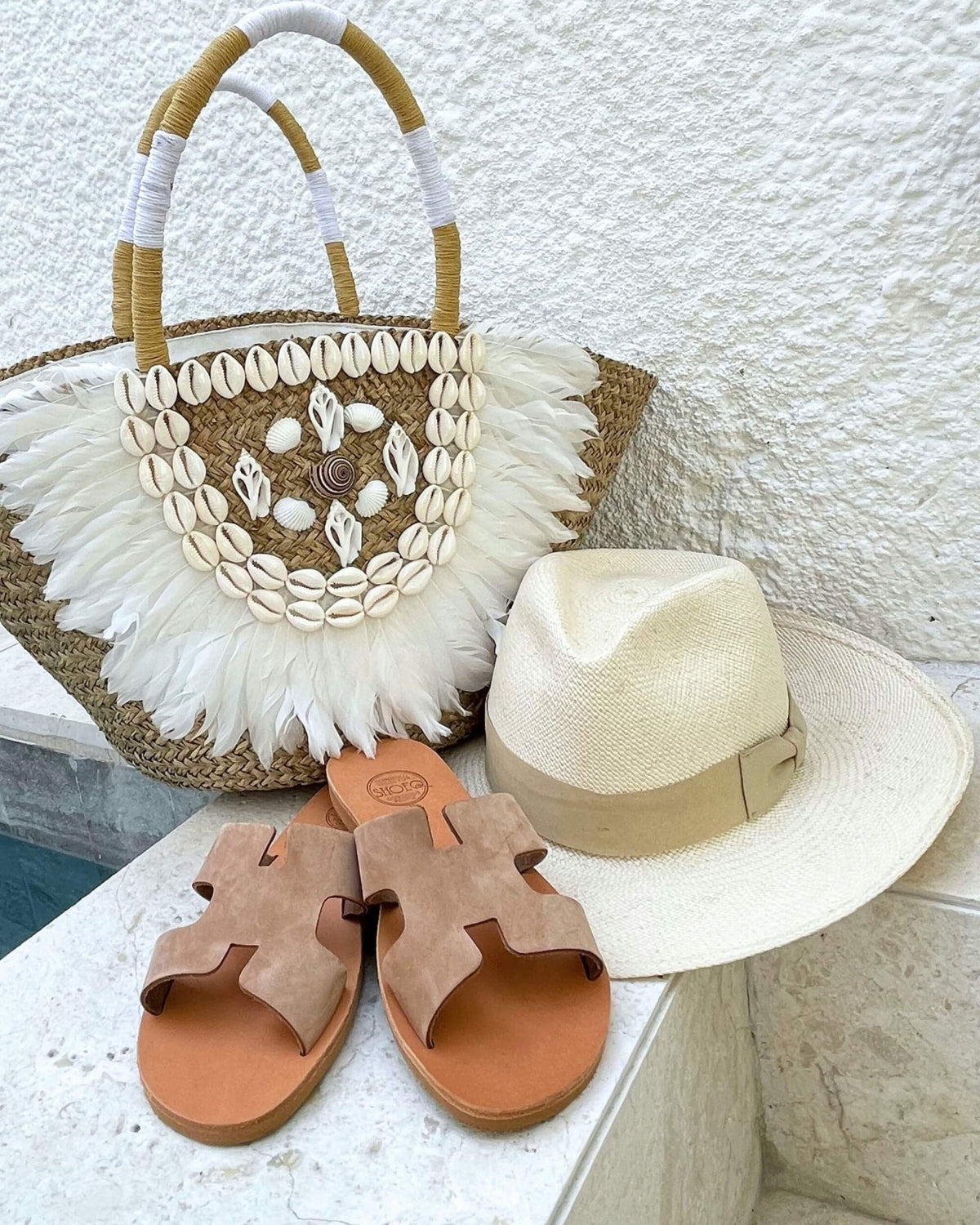 Brown nubuck leather slide sandals, handmade in Greece | Hania Slide by Shoeq