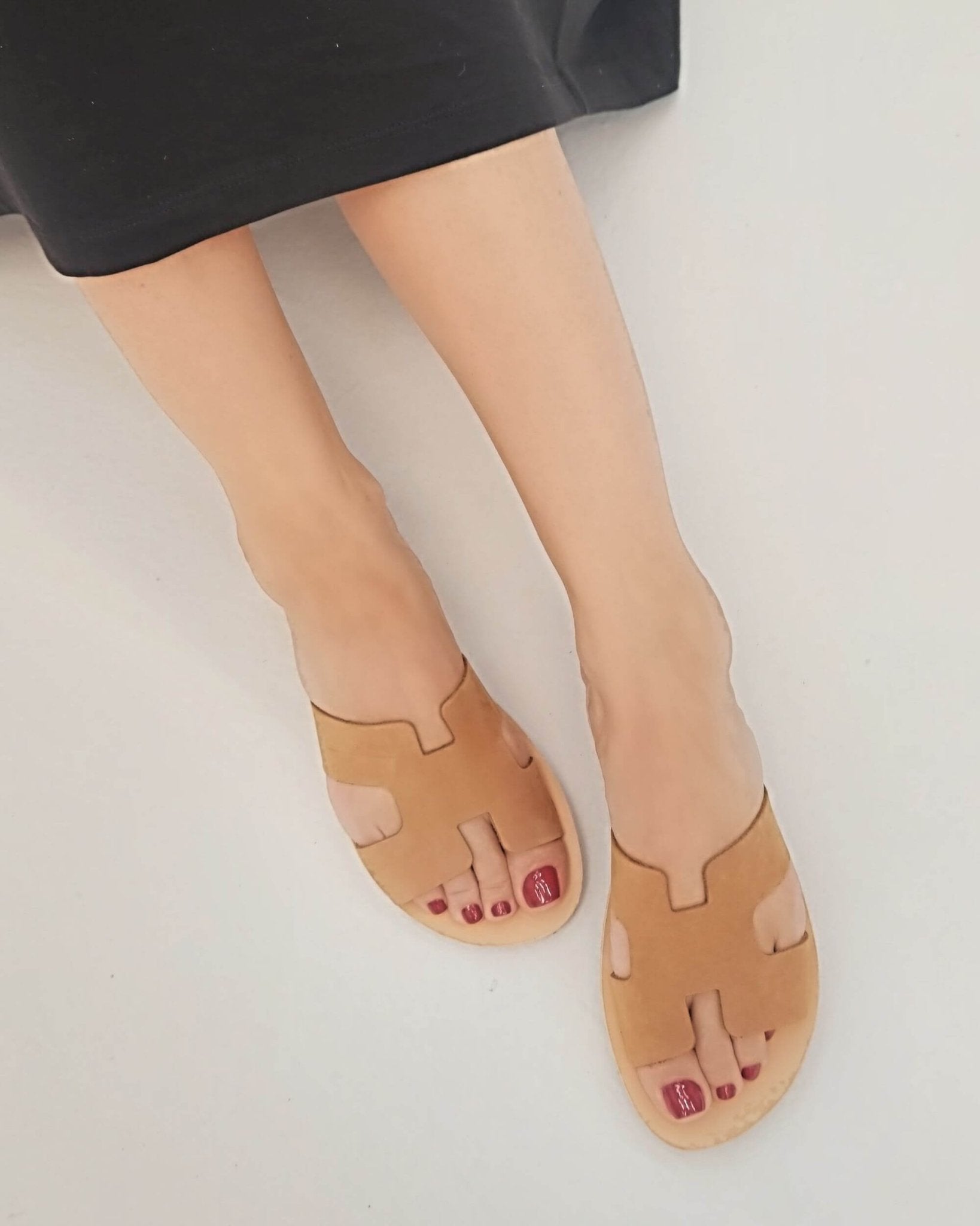 Hania Slide toffee innersole leather-lined comfort detail
