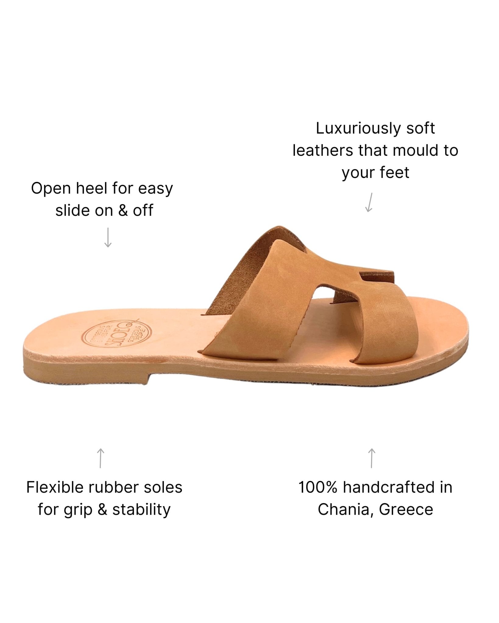Hania Slide toffee side view premium nubuck leather
