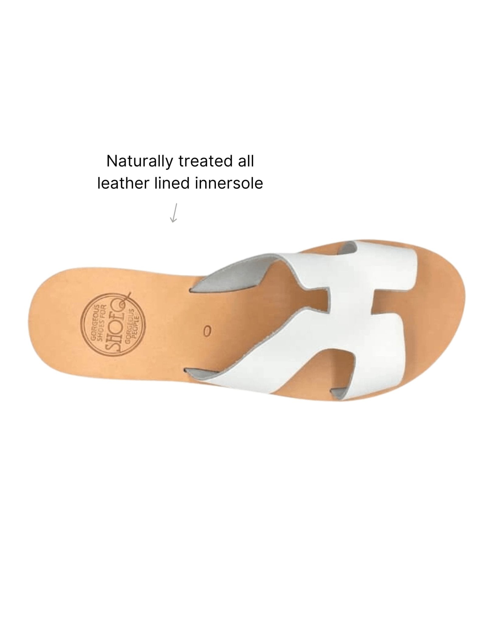 Women flat slides white H-strap open heel minimalist
