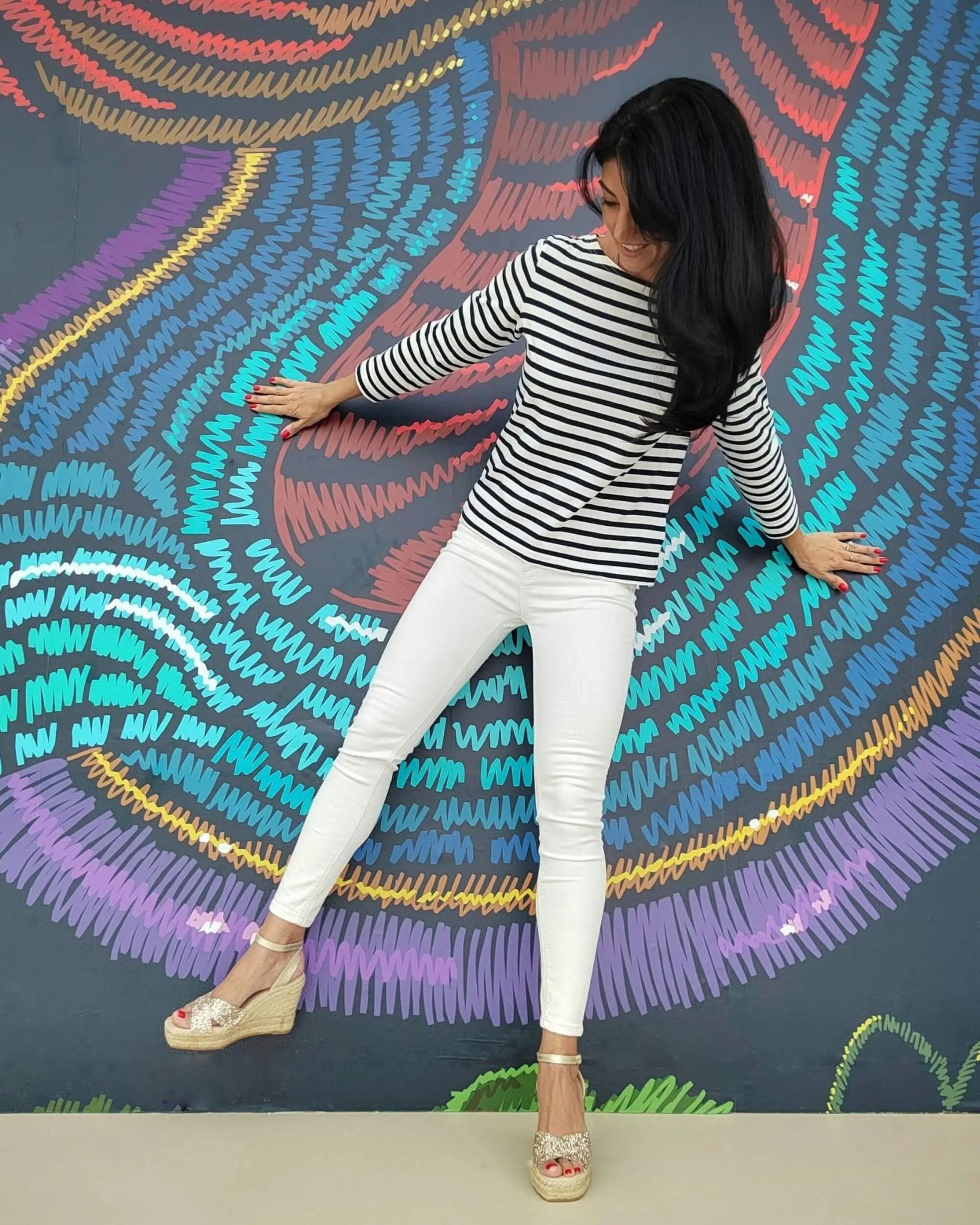 Lucia Espadrille Wedge in Champagne Glitter - Shoeq