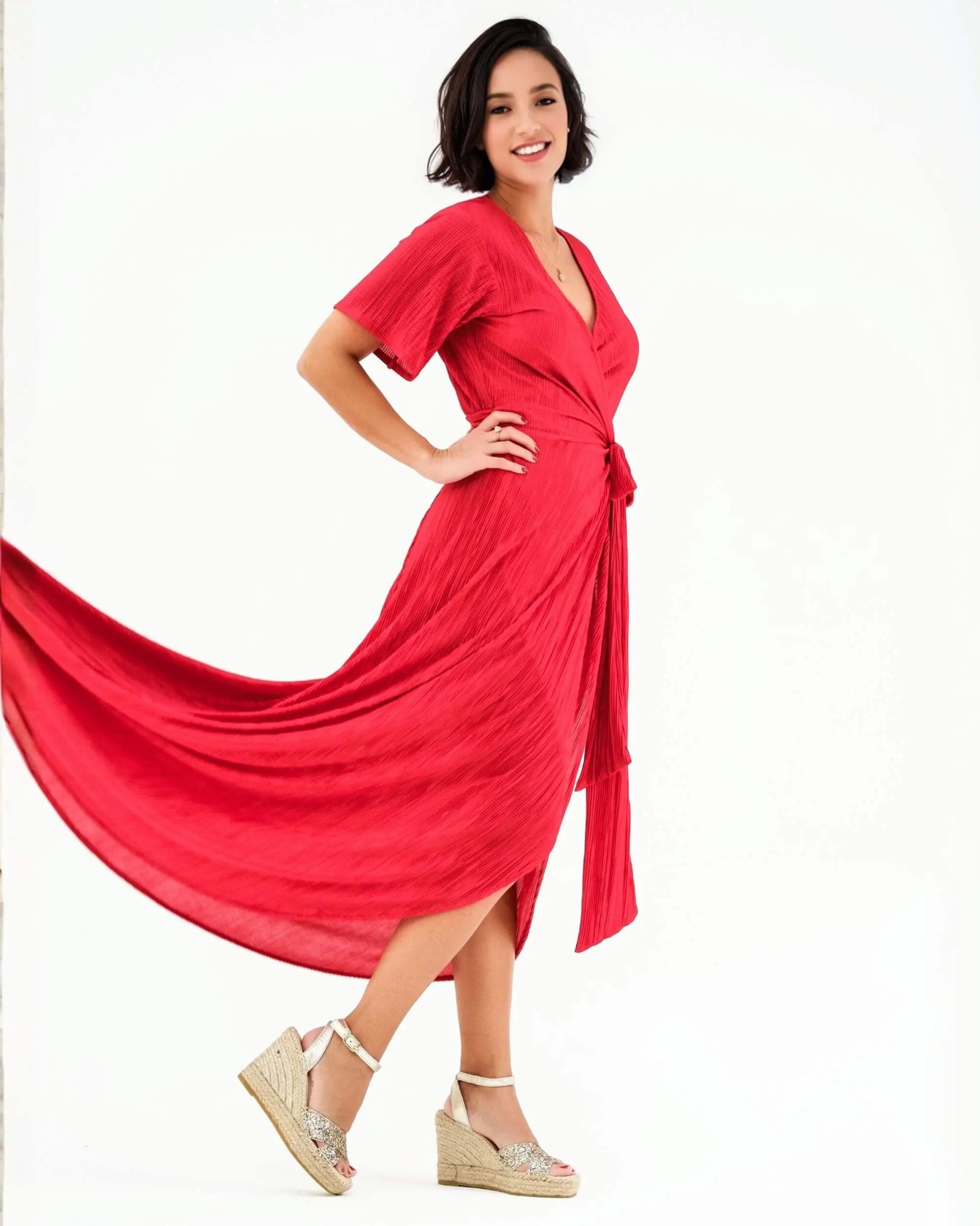 Lucia Espadrille Wedge in Champagne Glitter - Shoeq