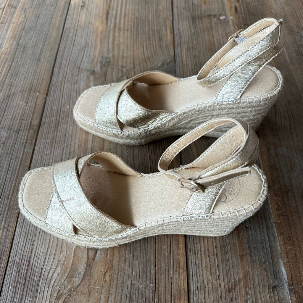 Lucia Espadrille Wedge in Champagne - Outlet Item - Size 40 - Shoeq