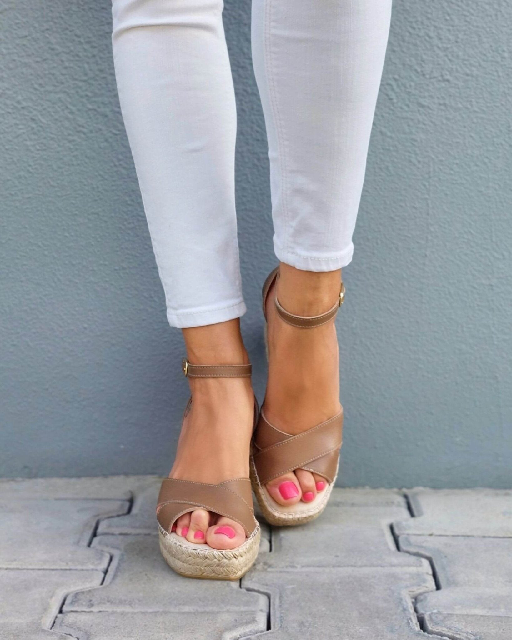 Brown wedge heels, 10cm jute platform, handmade in Spain - Shoeq