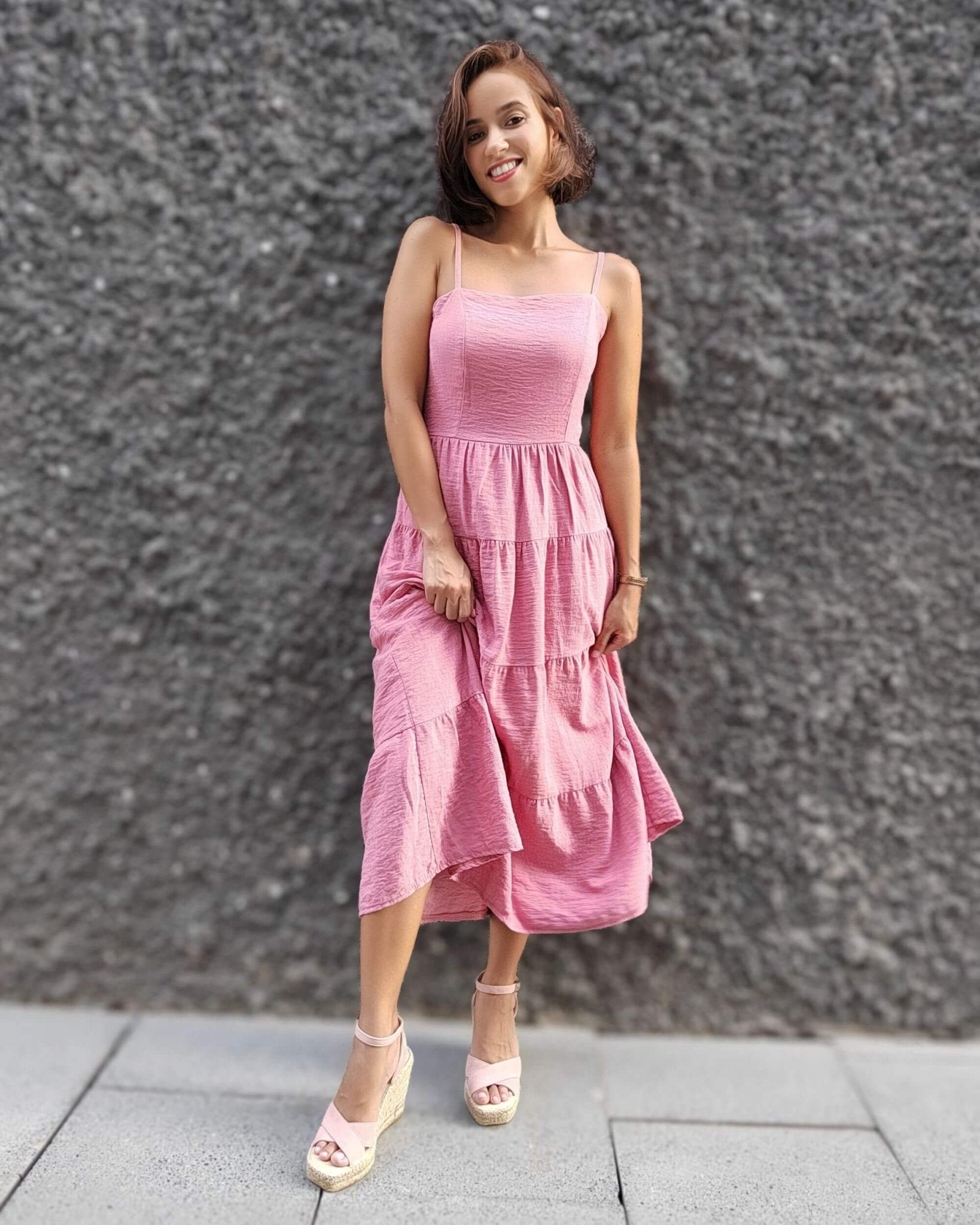 Lucia Espadrille Wedge in Rose - Shoeq