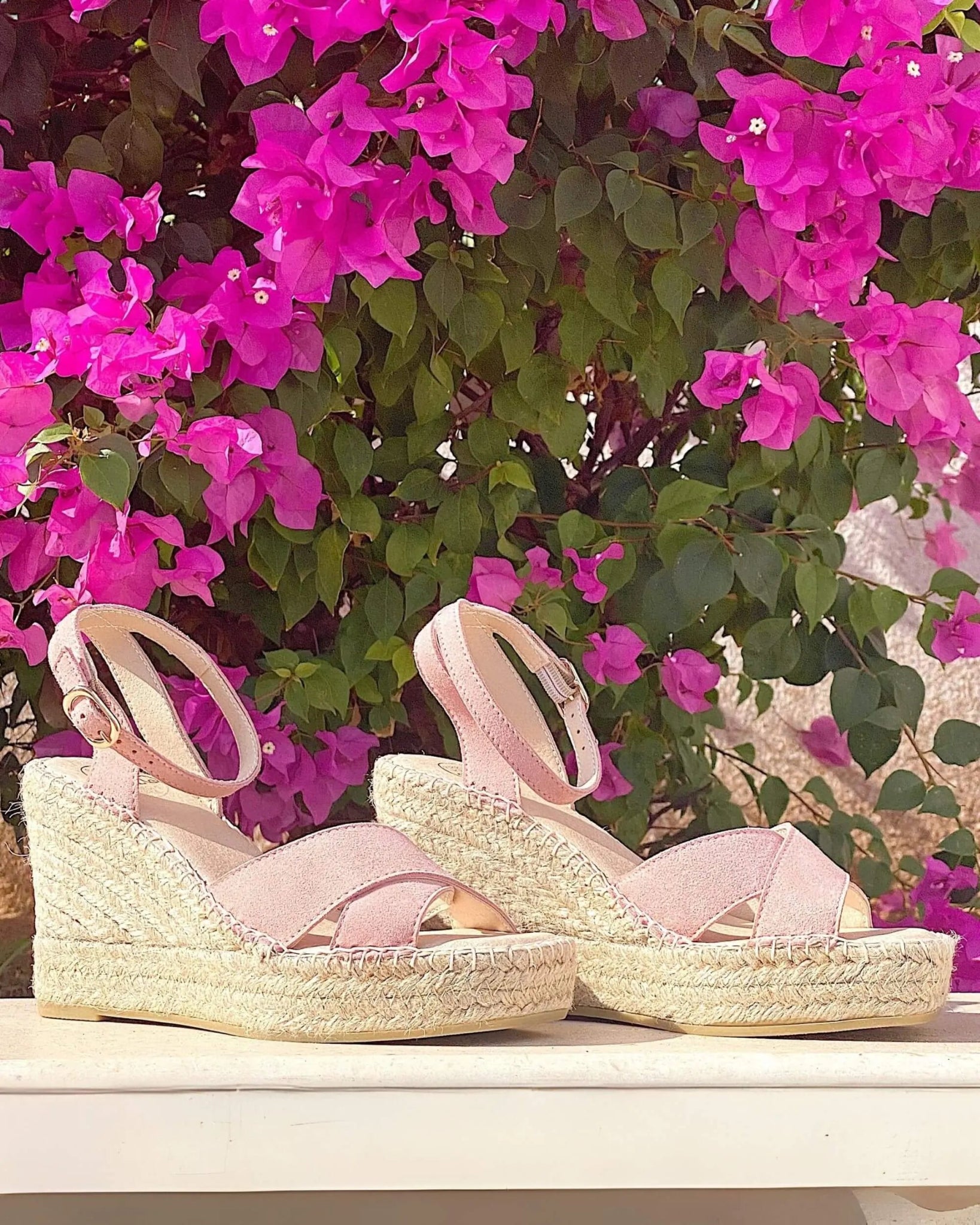 Lucia Espadrille Wedge in Rose - Shoeq
