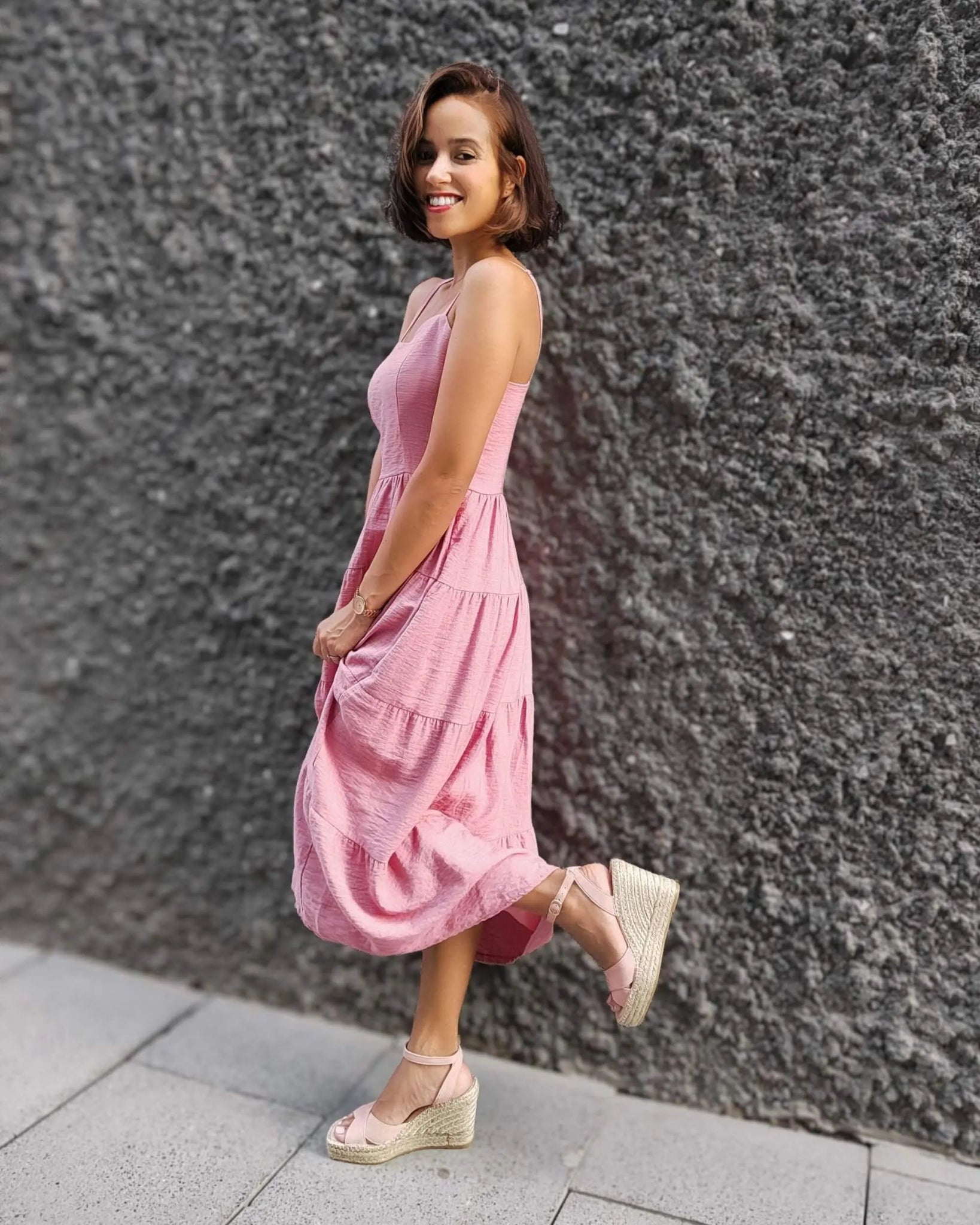 Lucia Espadrille Wedge in Rose - Shoeq