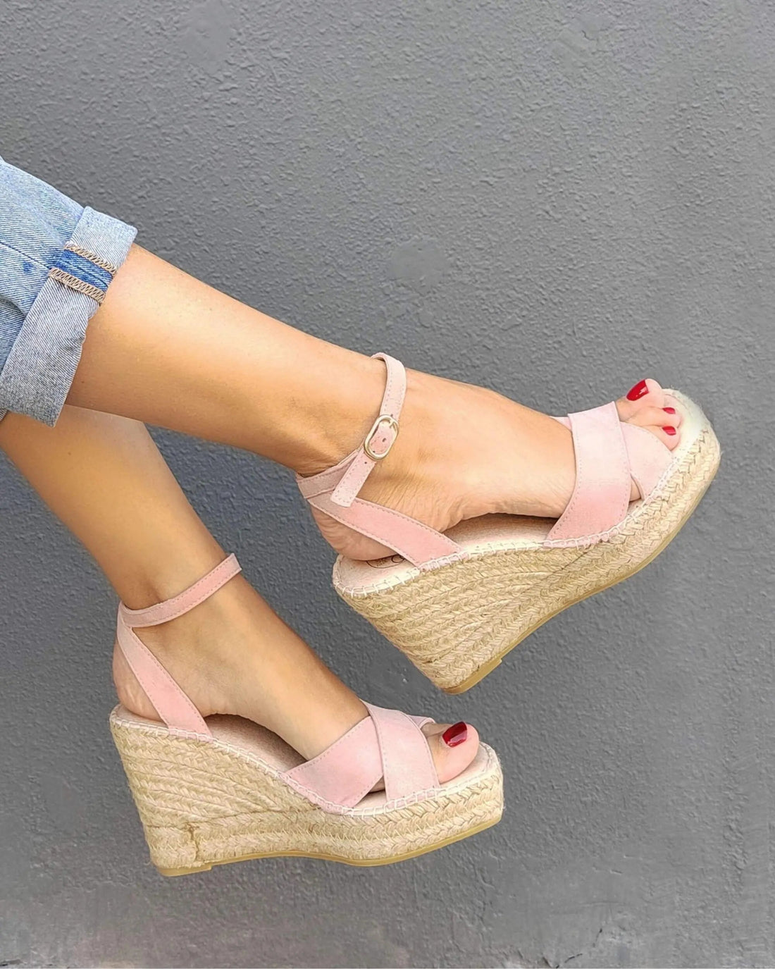 Lucia Espadrille Wedge in Rose - Shoeq