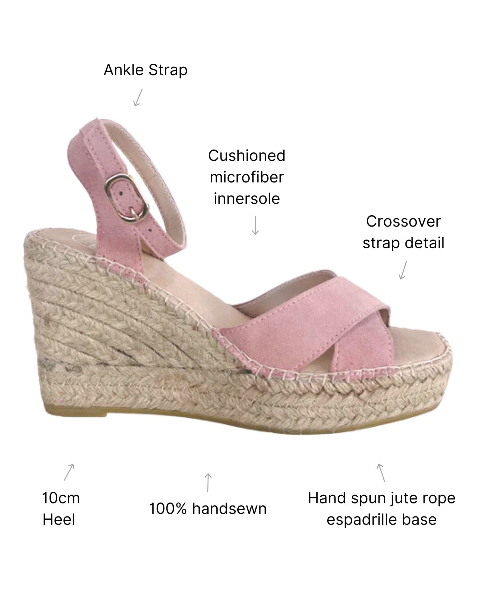 Lucia Espadrille Wedge in Rose - Shoeq