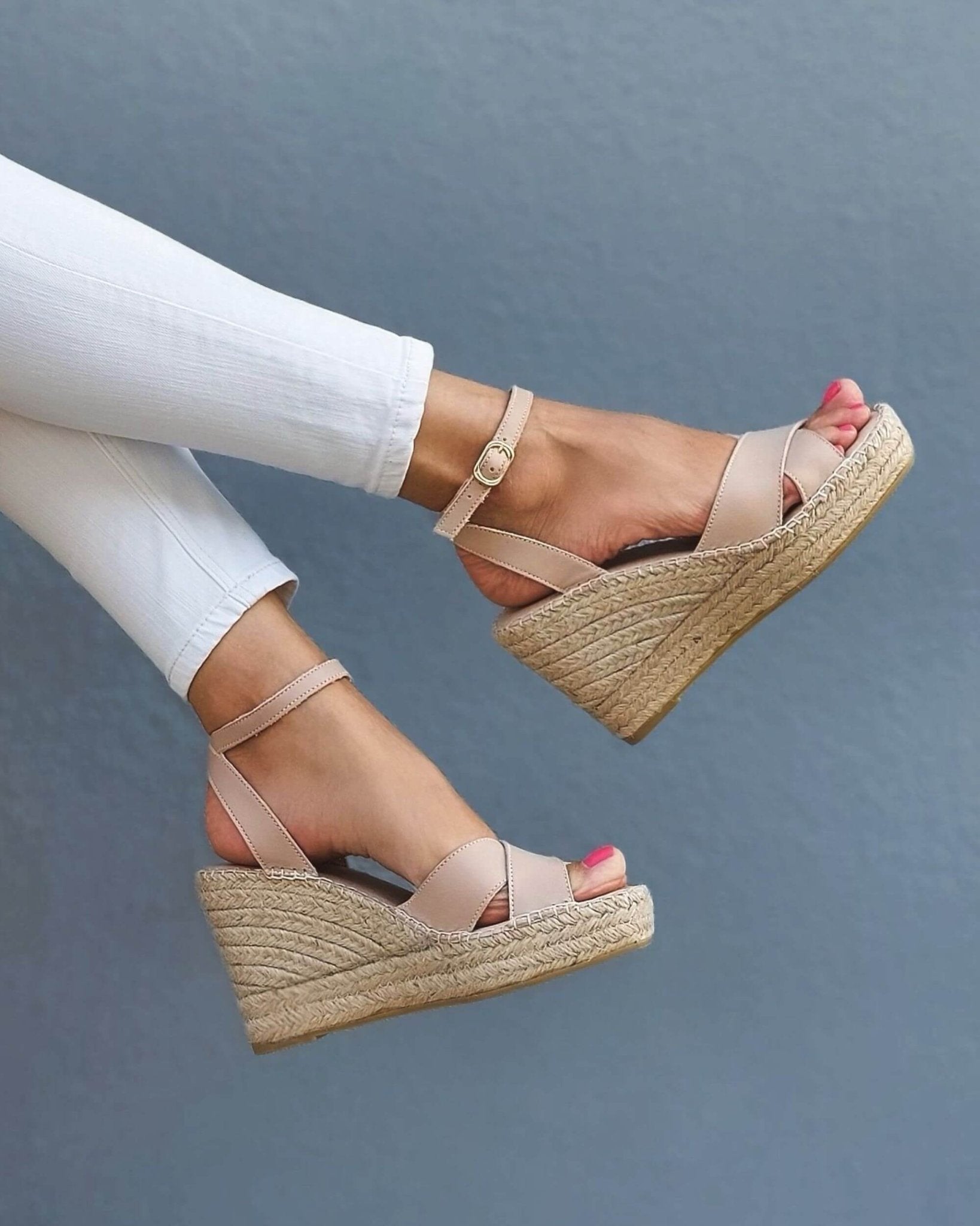 Lucia Espadrille Wedge in Sand - Shoeq
