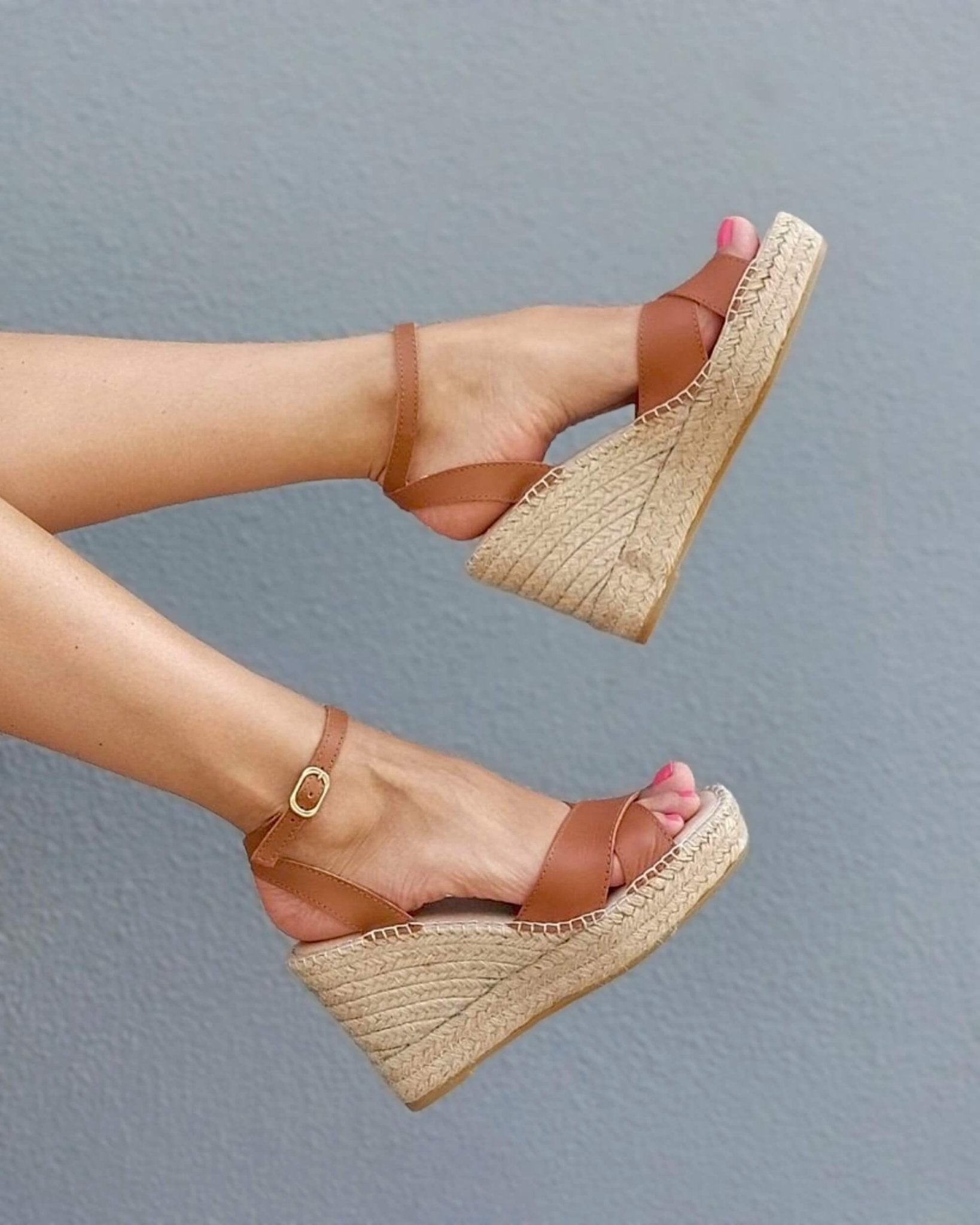 Lucia Espadrille Wedge in Tan - Shoeq