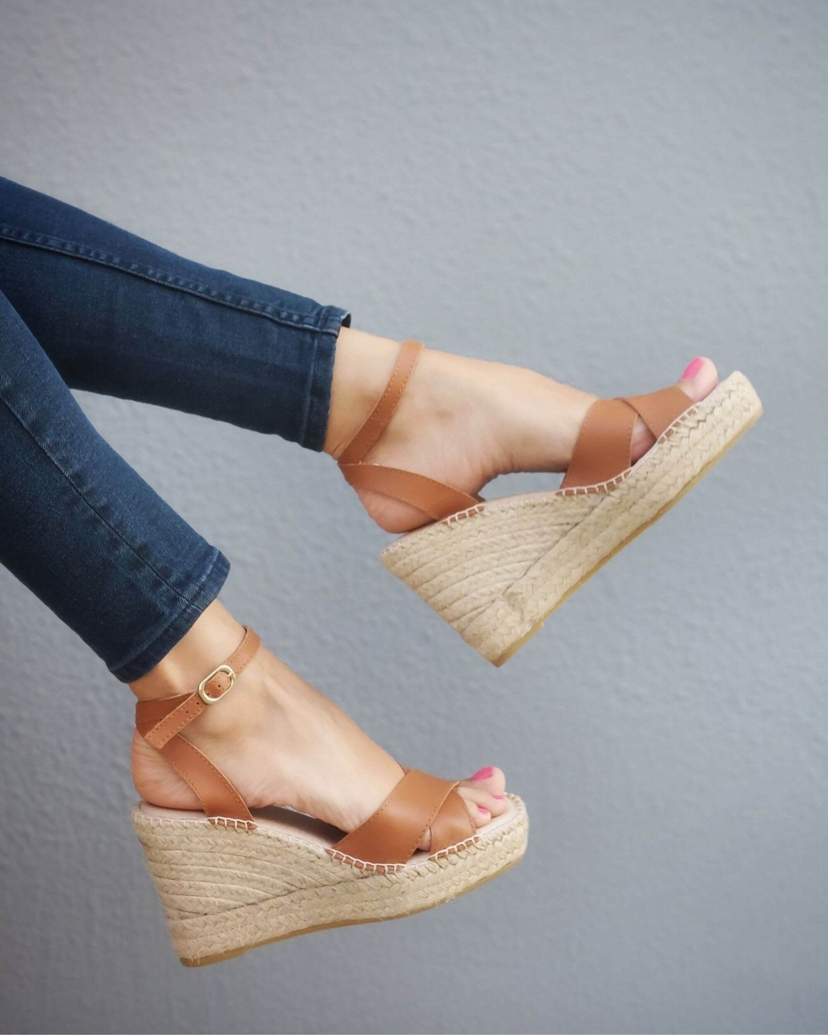 Lucia Espadrille Wedge in Tan - Shoeq