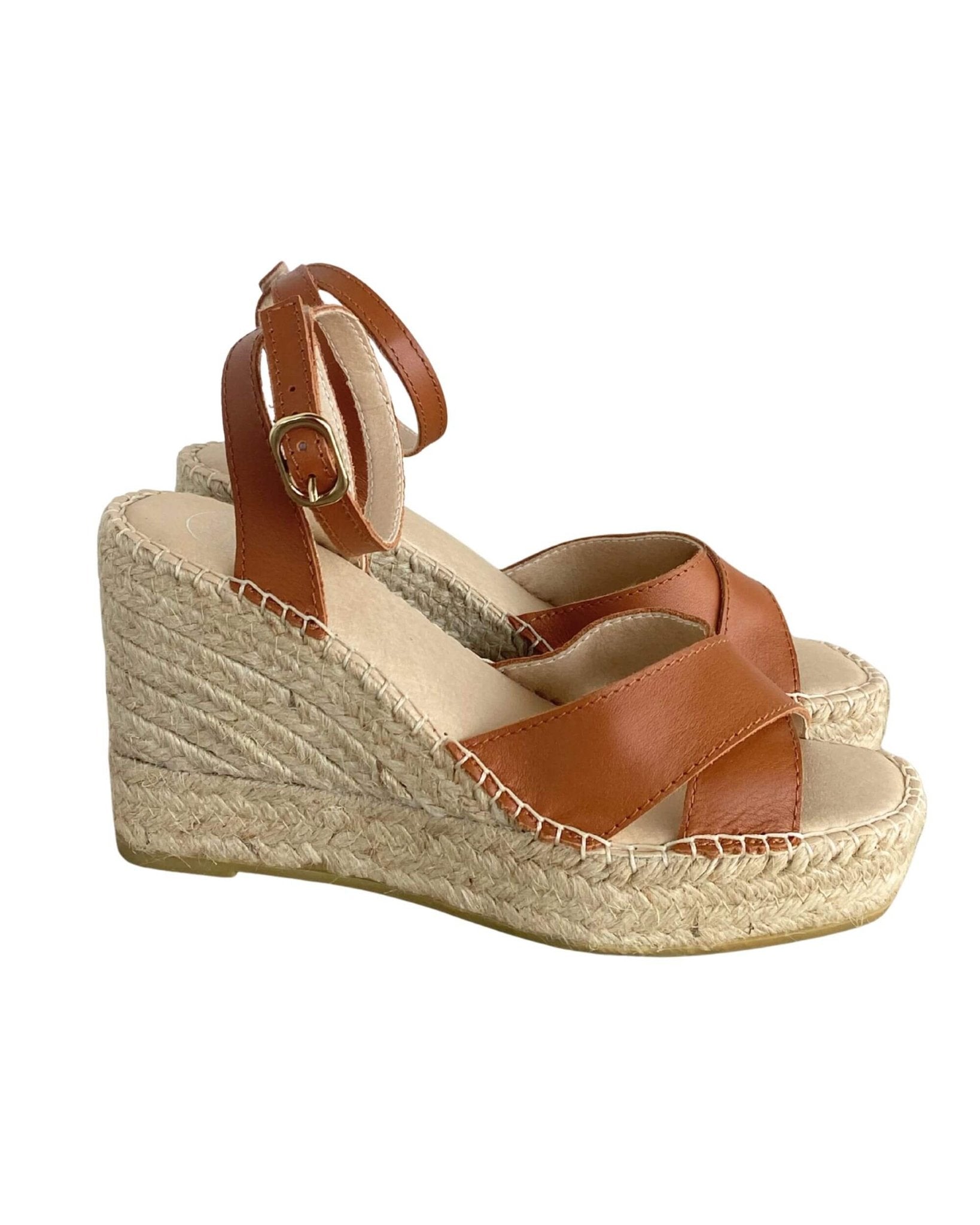 Lucia Espadrille Wedge in Tan - Shoeq