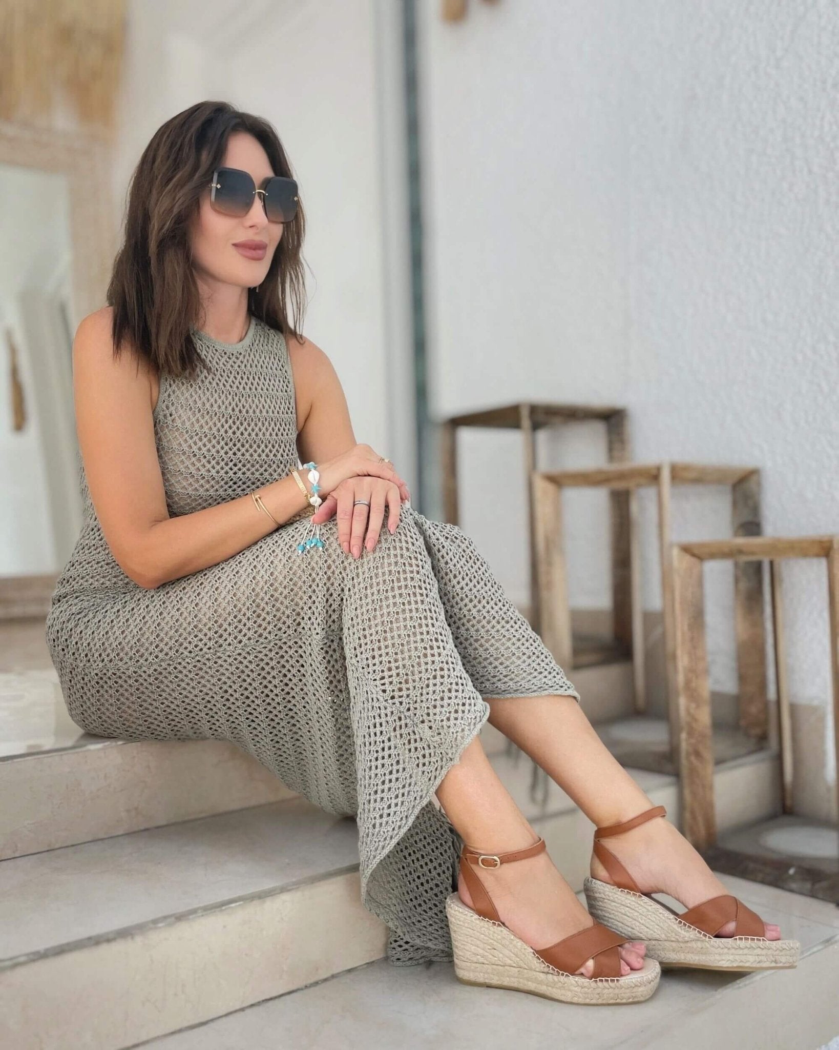 Lucia Espadrille Wedge in Tan - Shoeq