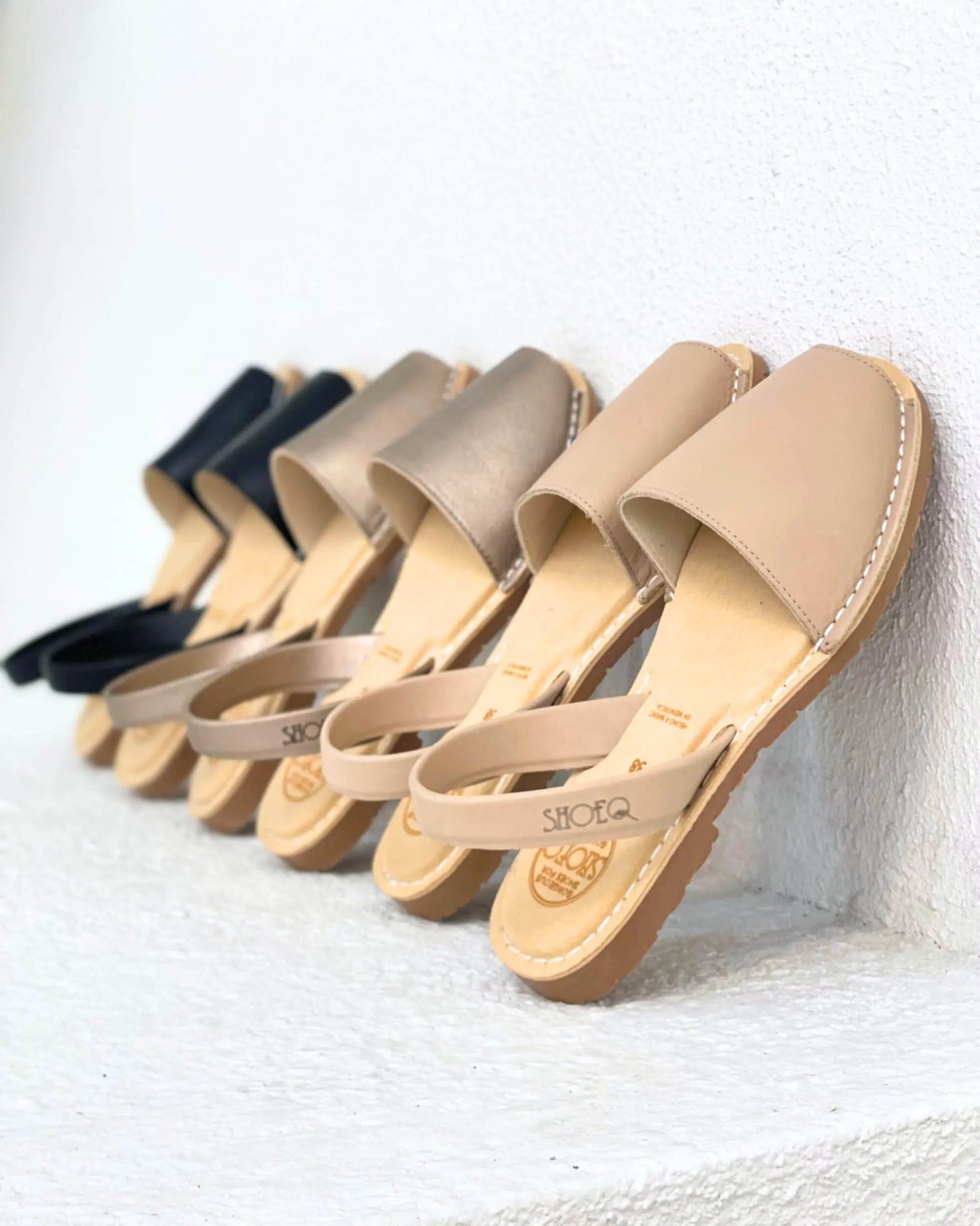 Bronze leather flat shoes work casual office Dubai