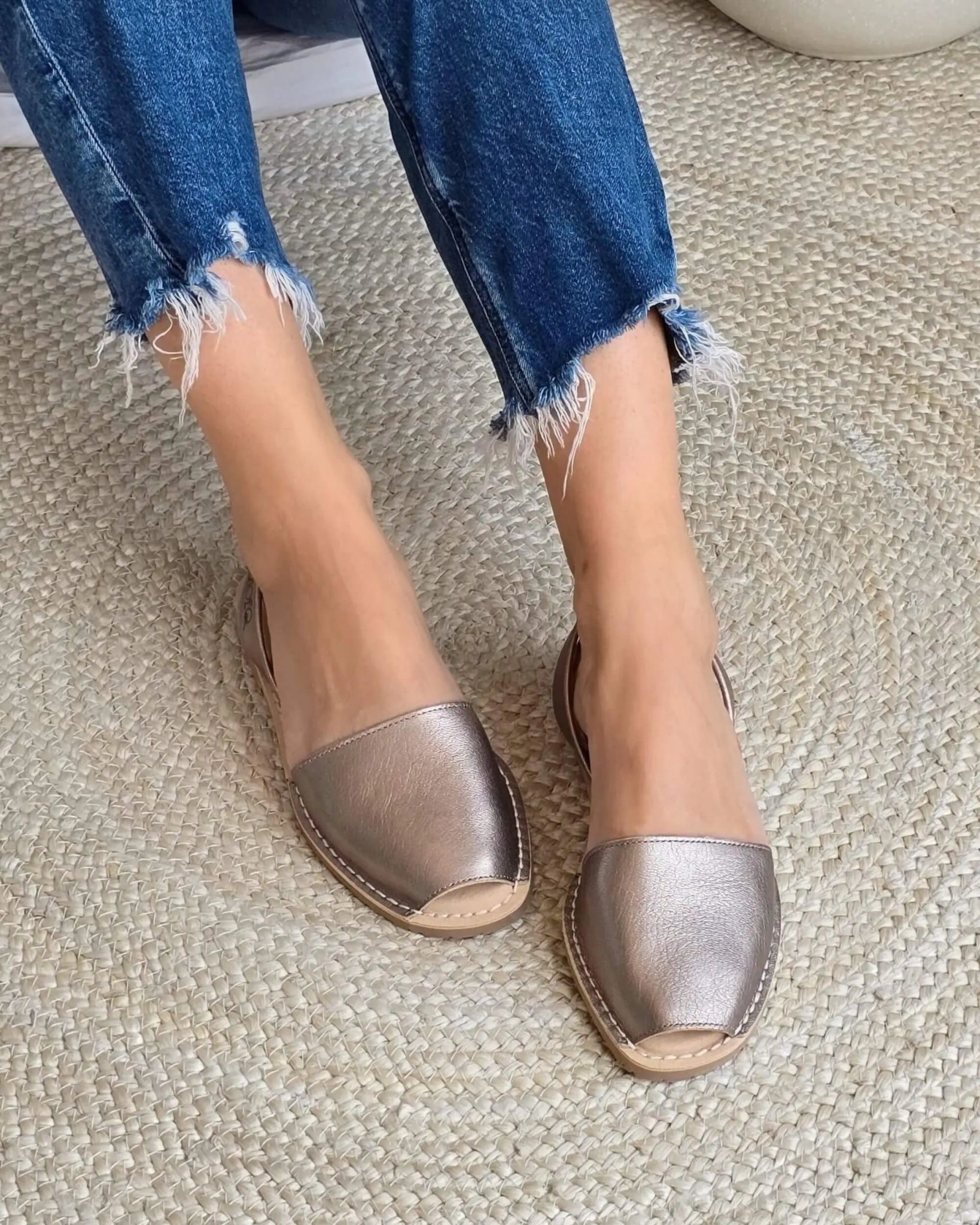 Bronze metallic Spanish Avarca memory foam comfortable shoes