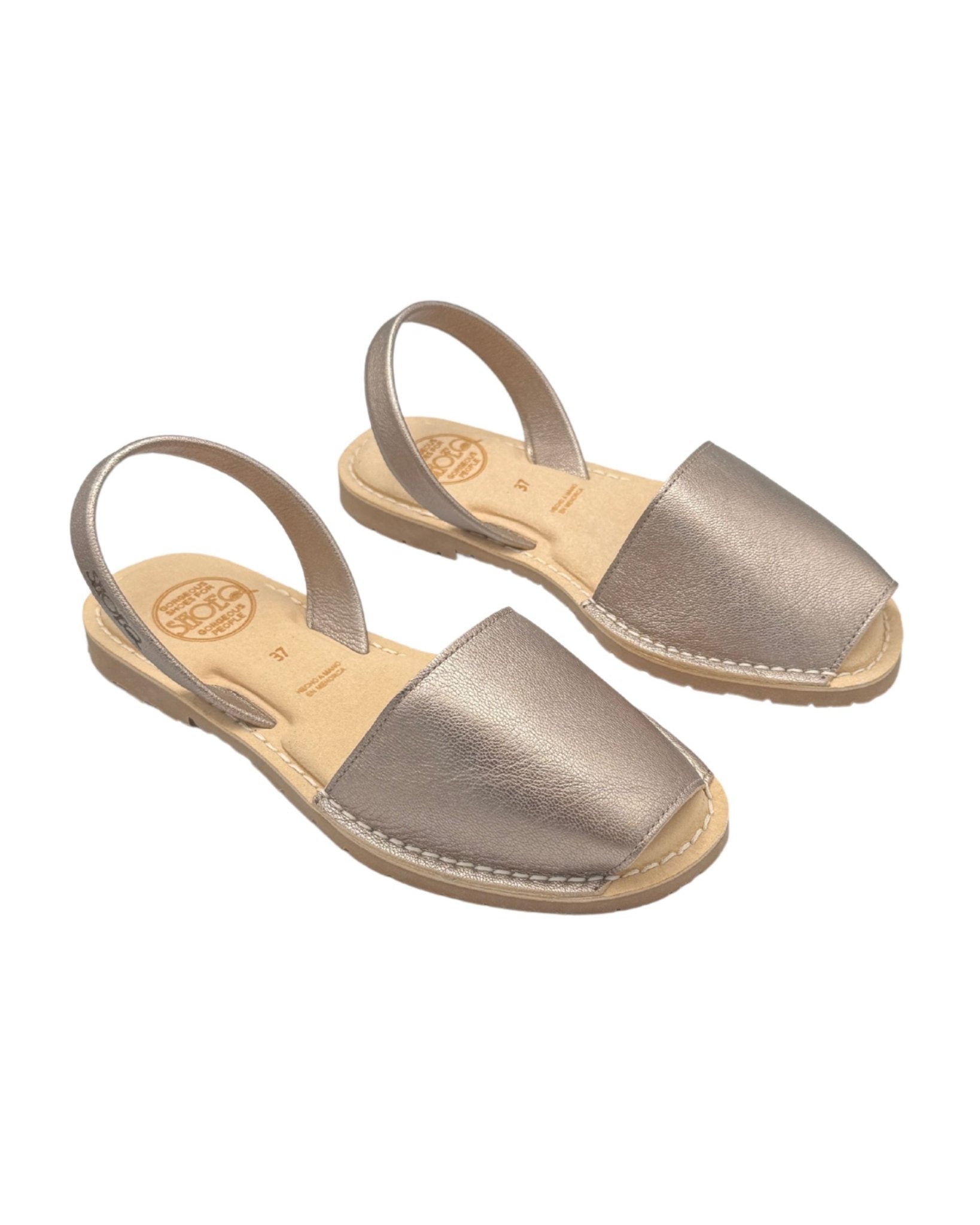 Bronze Spanish Avarca flat comfortable shoes travel walking