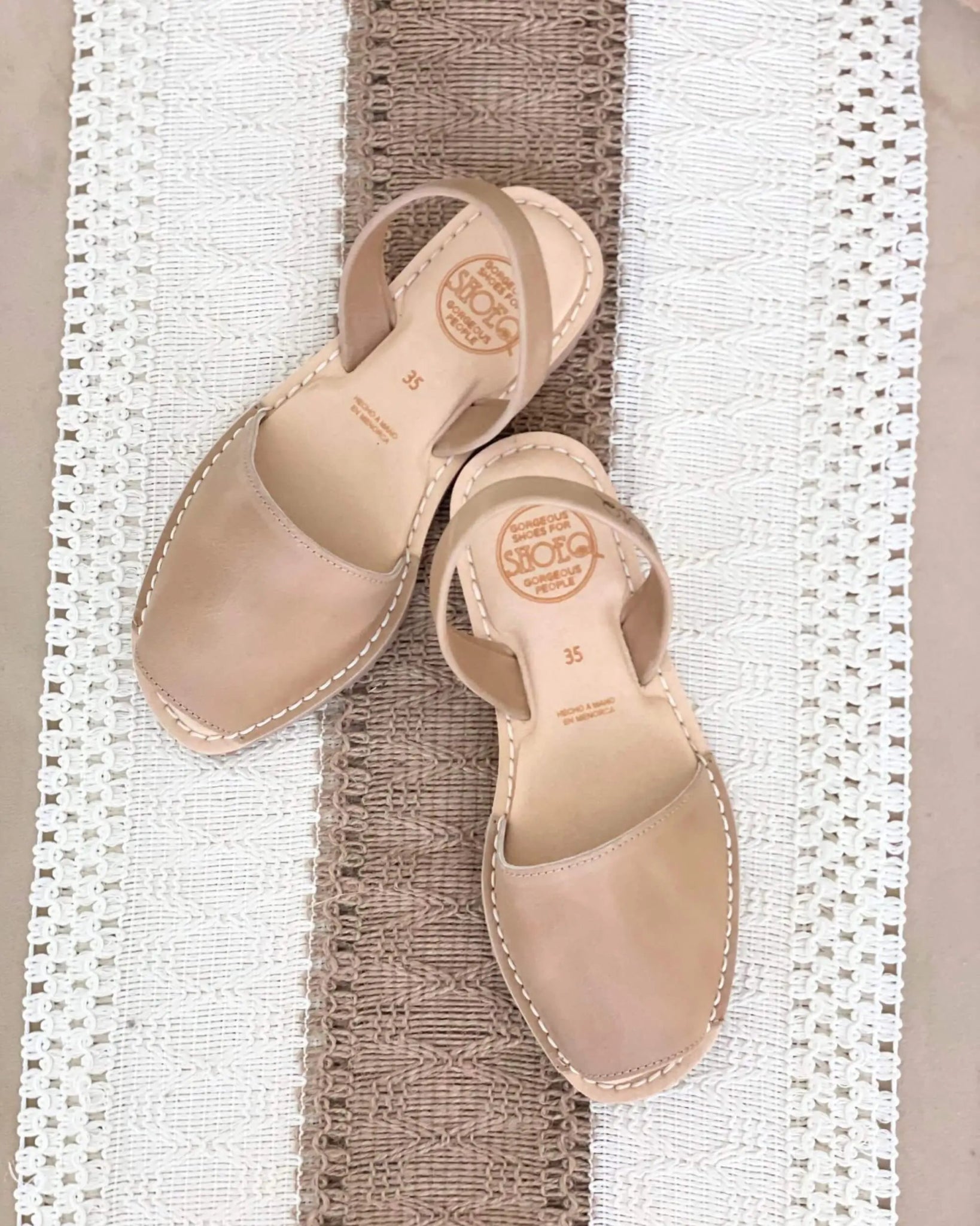 Handcrafted caramel flat shoes teachers workers Dubai UAE