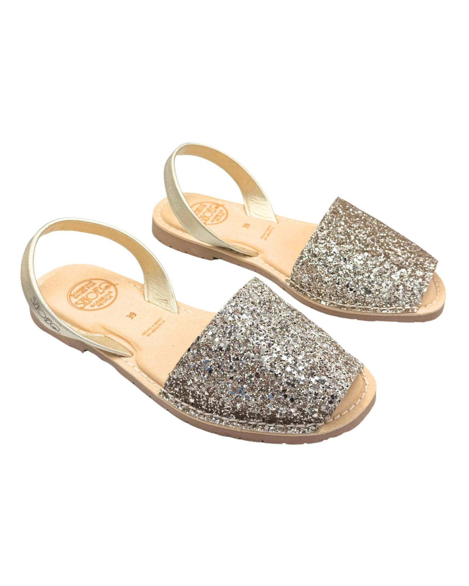 Luxe Avarca champagne glitter flat shoes walking Dubai