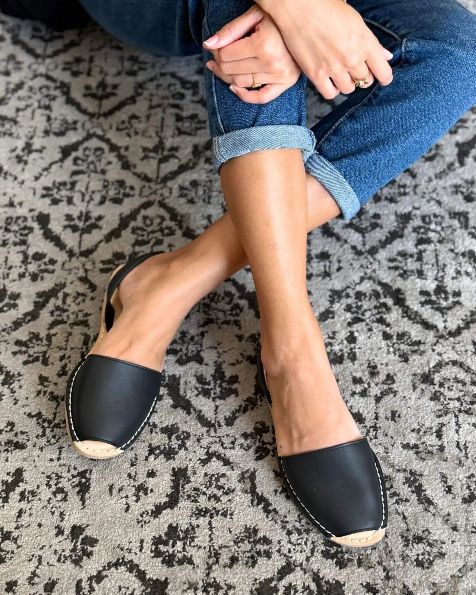 Luxe Avarca charcoal black flat shoes memory foam Dubai