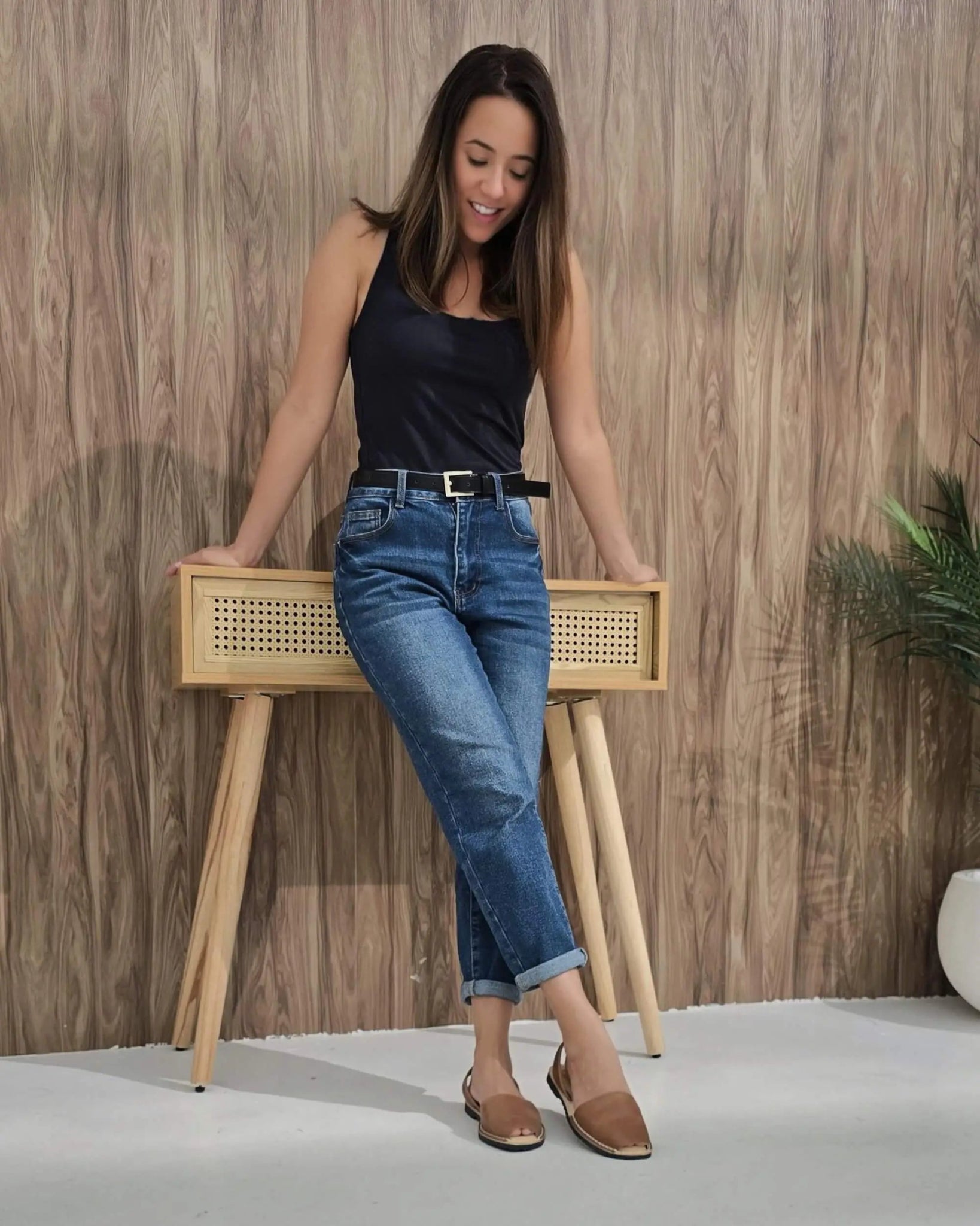 Chocolate leather Spanish flat shoes memory foam comfortable