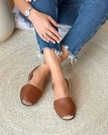 Luxe Avarca chocolate brown patina leather flat shoes Dubai