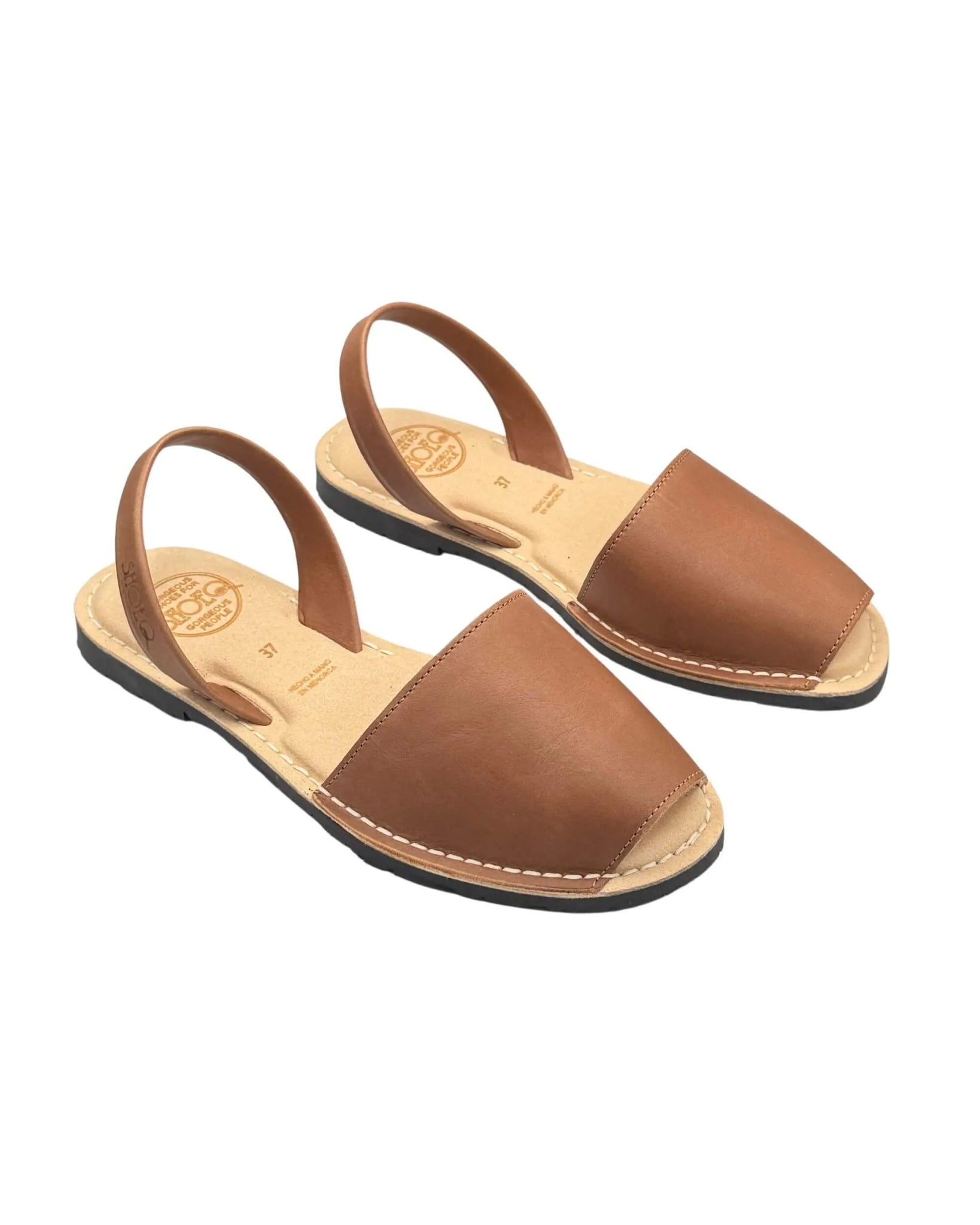 Chocolate leather Spanish Avarca memory foam comfortable