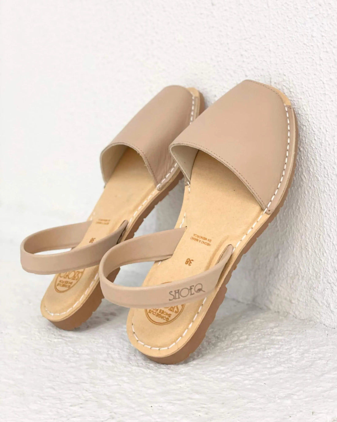 Luxe Avarca latte beige soft leather flat shoes Dubai