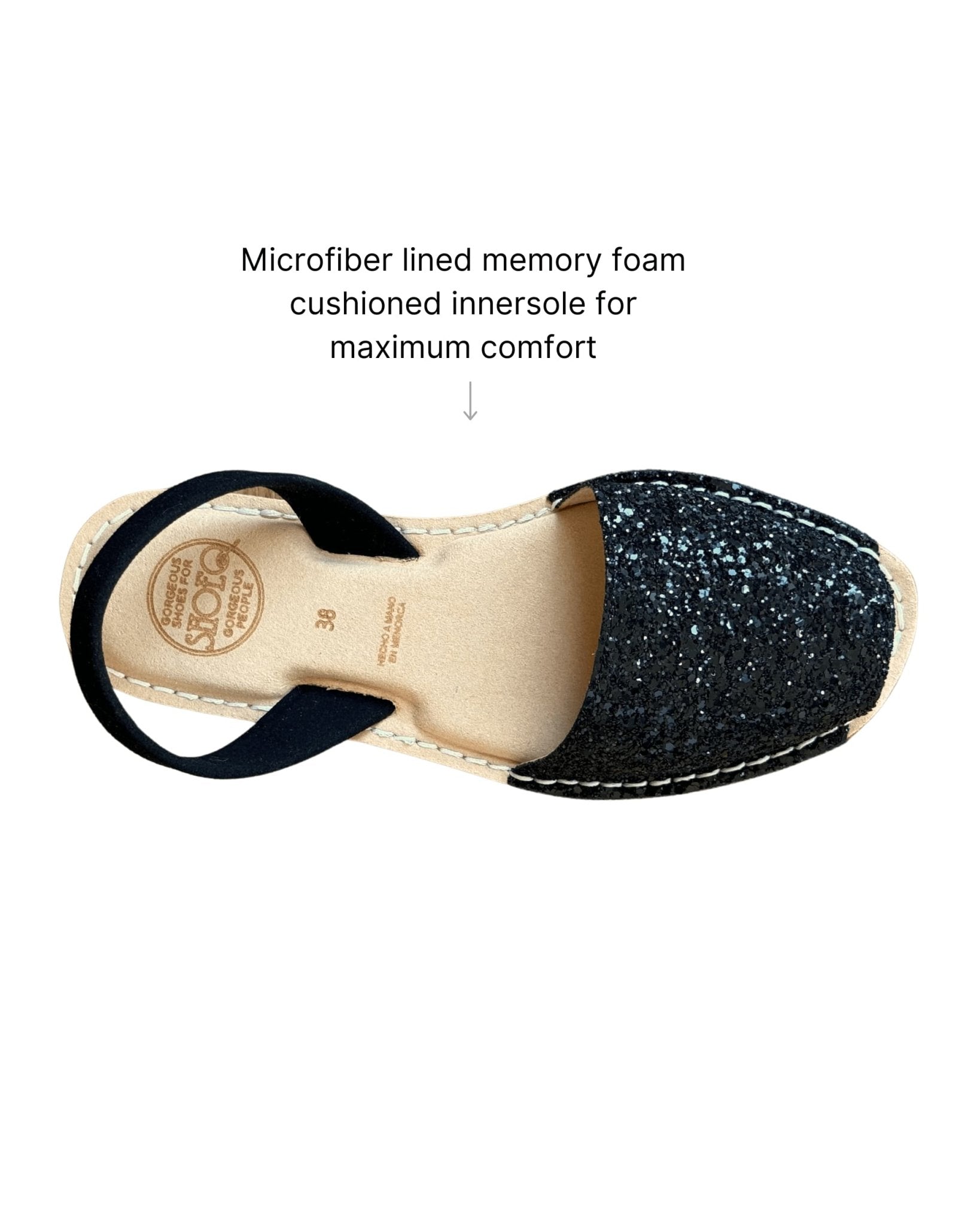Luxe Avarca midnight glitter vegan flat shoes memory foam Dubai