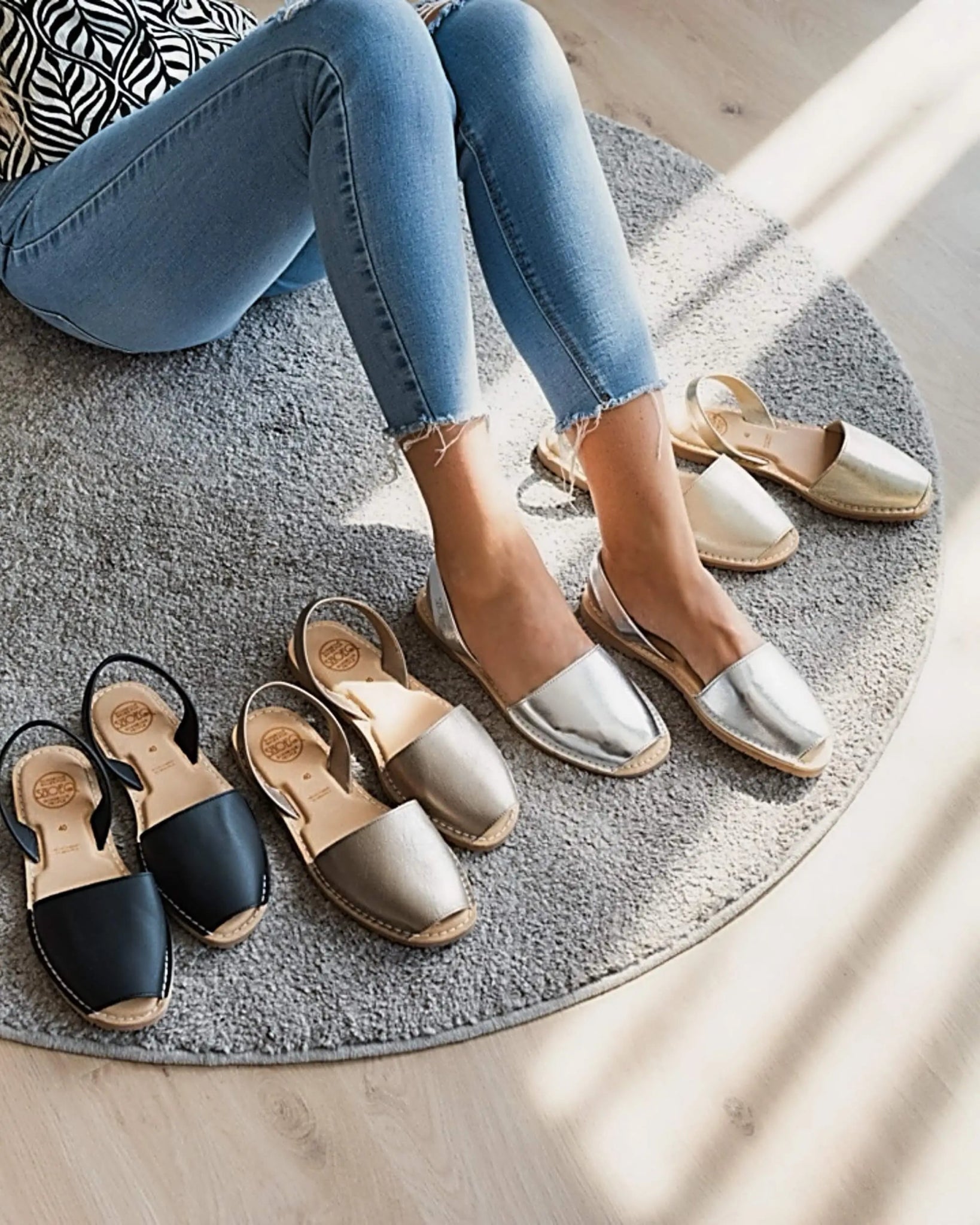 Luxe Avarca platinum vegan silver flat shoes memory foam Dubai