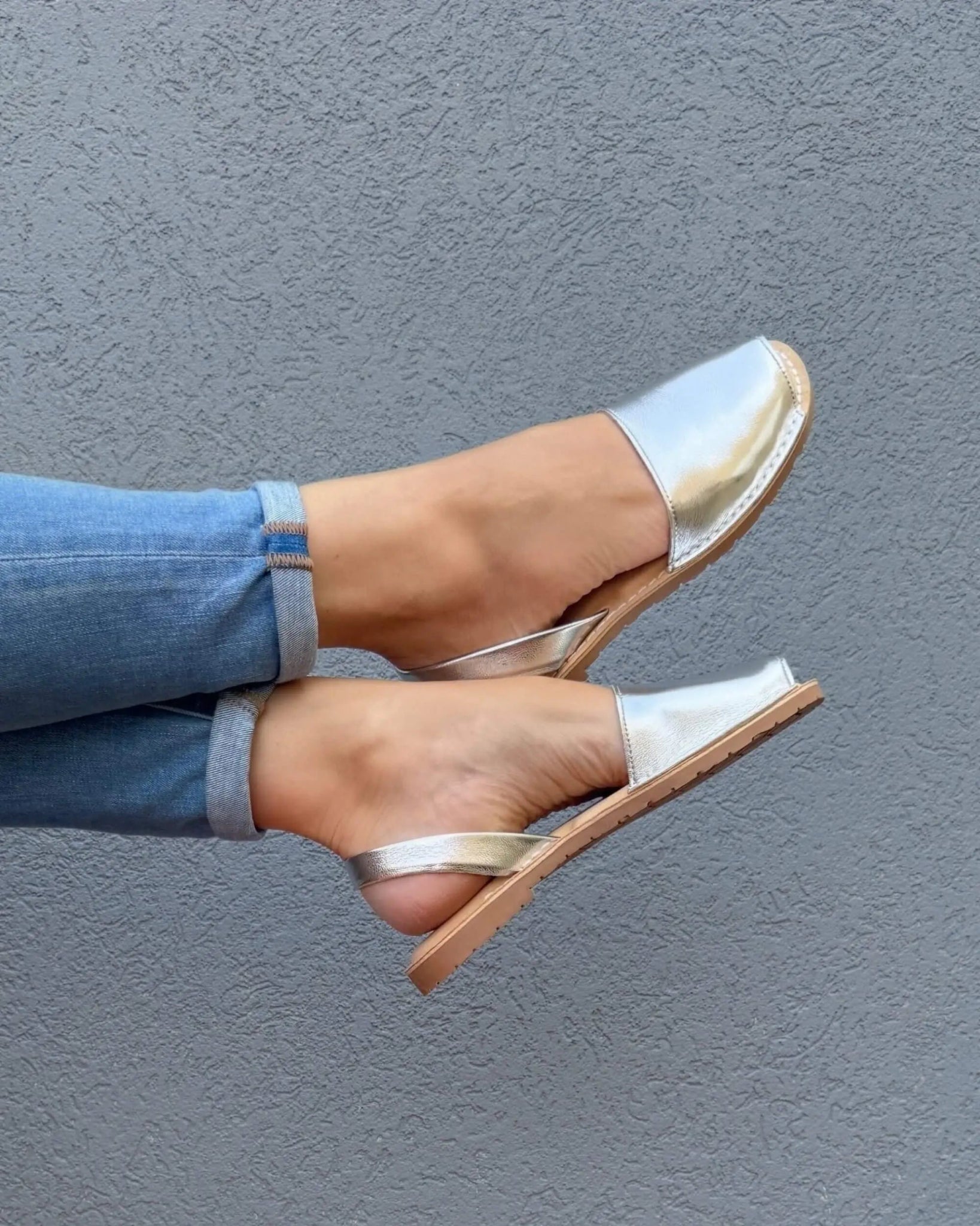 Comfortable platinum vegan flat shoes standing all day Spain