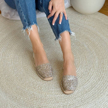 Luxe Premium Avarca in Champagne Glitter - Shoeq
