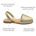 Luxe Premium Avarca in Champagne Metallic - Shoeq
