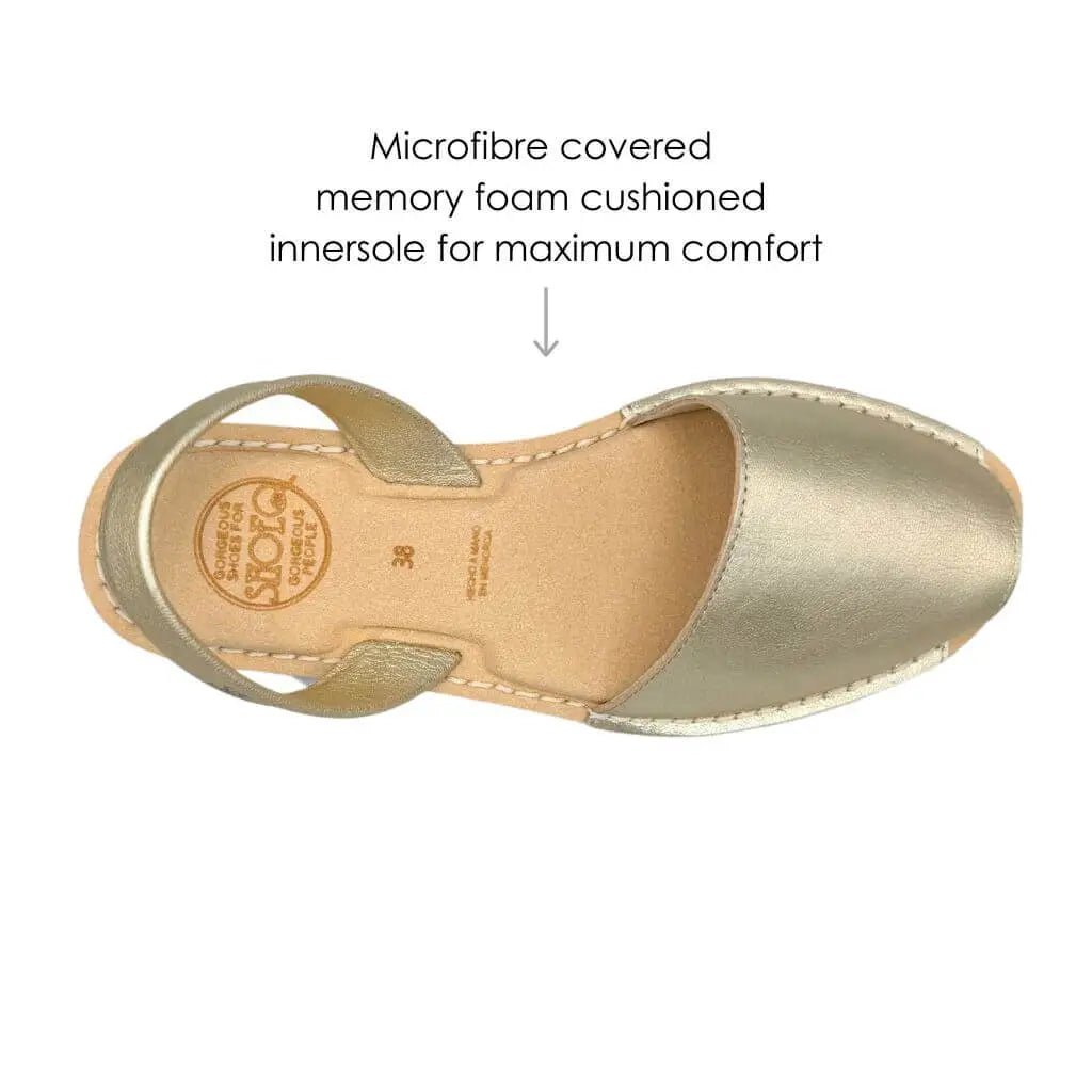 Luxe Premium Avarca in Champagne Metallic - Shoeq