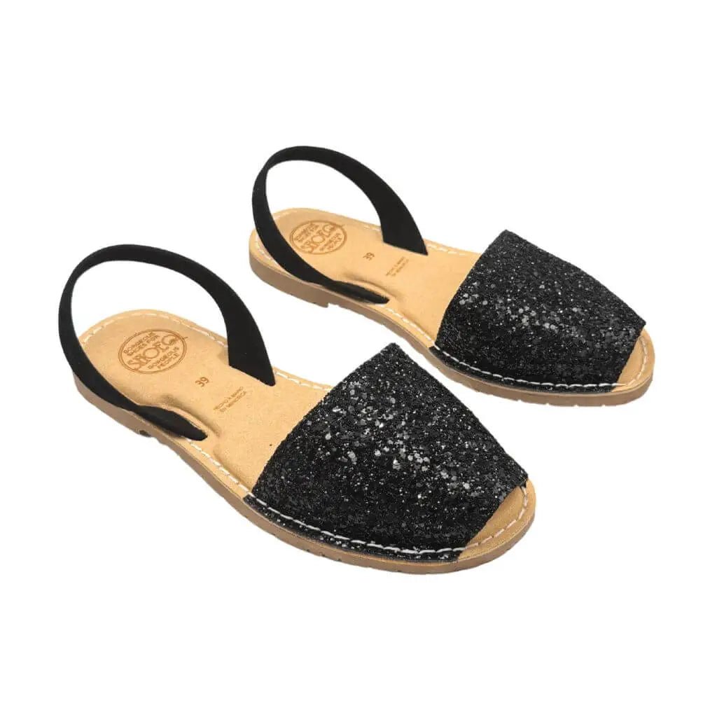 Luxe Premium Avarca in Midnight Glitter (Vegan) - Shoeq