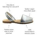Luxe Premium Avarca in Platinum (Vegan) - Shoeq