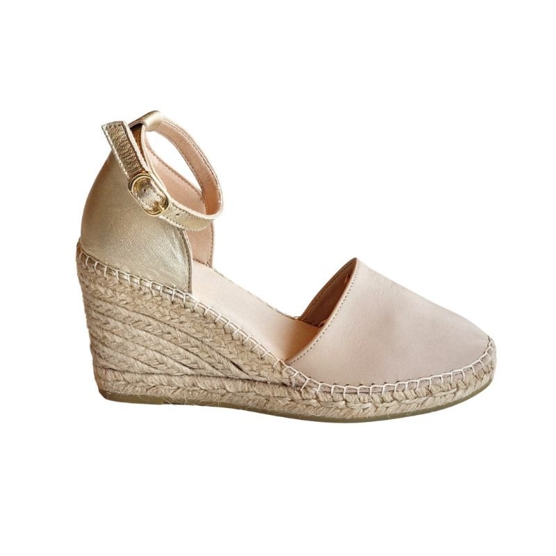 Maya Espadrille Wedge in Sandy Champagne - Shoeq