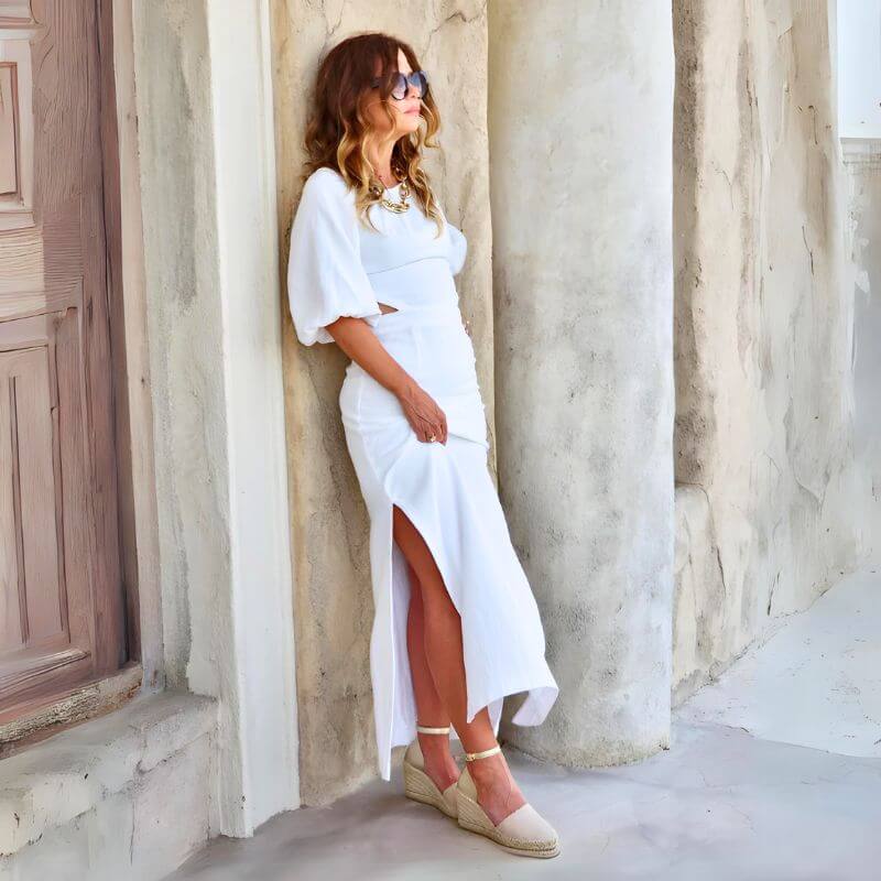 Maya Espadrille Wedge in Sandy Champagne - Shoeq