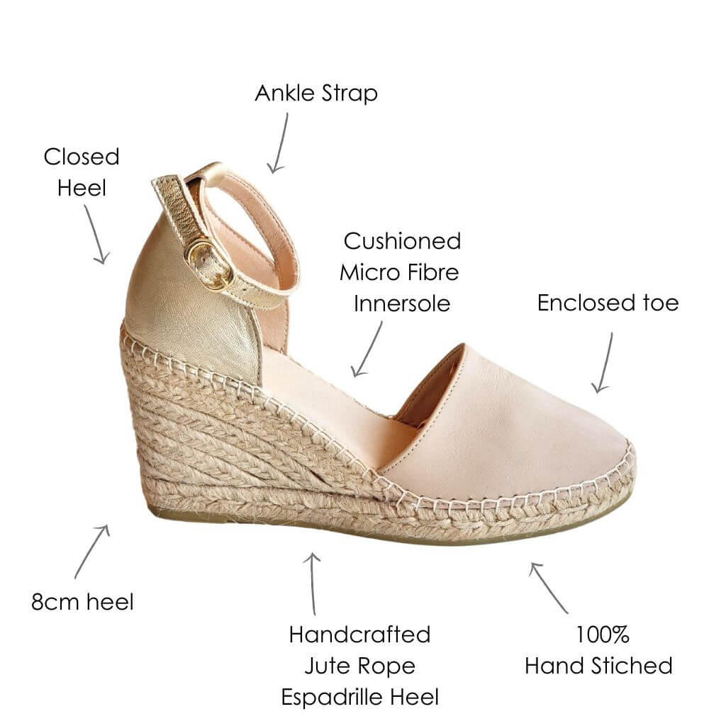Maya Espadrille Wedge in Sandy Champagne - Shoeq