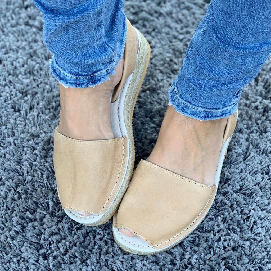 Micro Espadrille Wedge in Caramel - Shoeq