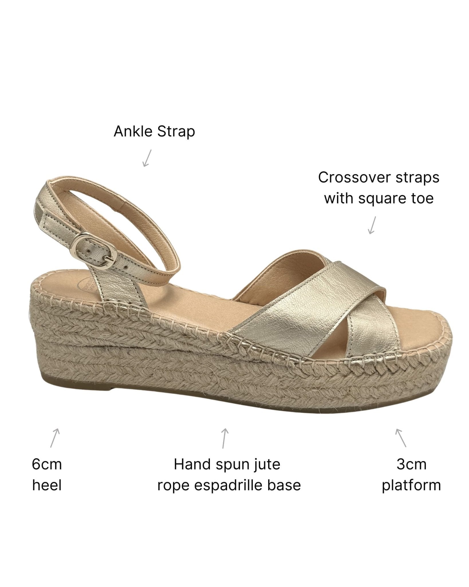Mila Espadrille Wedge in Champagne - Shoeq