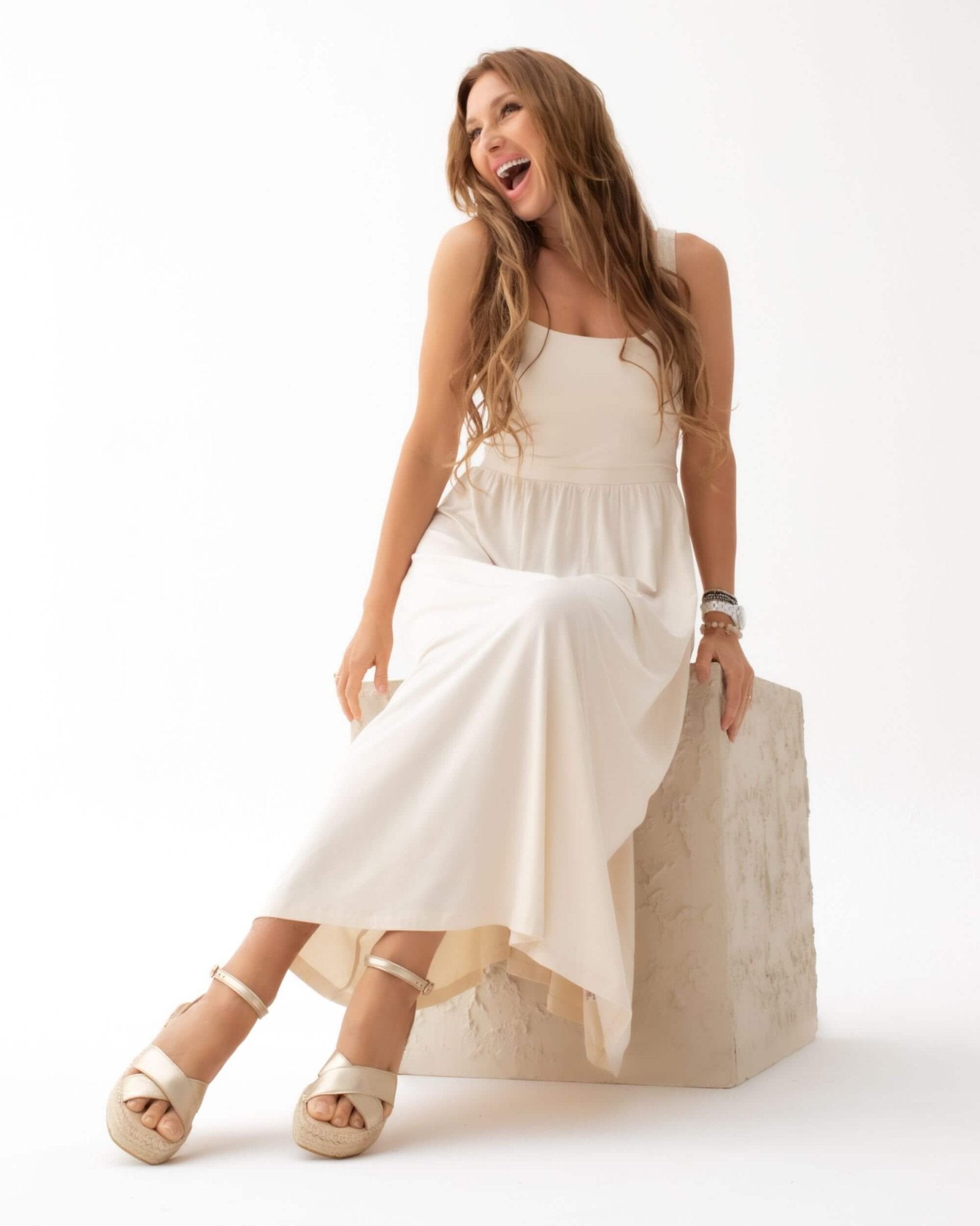Mila Espadrille Wedge in Champagne - Shoeq