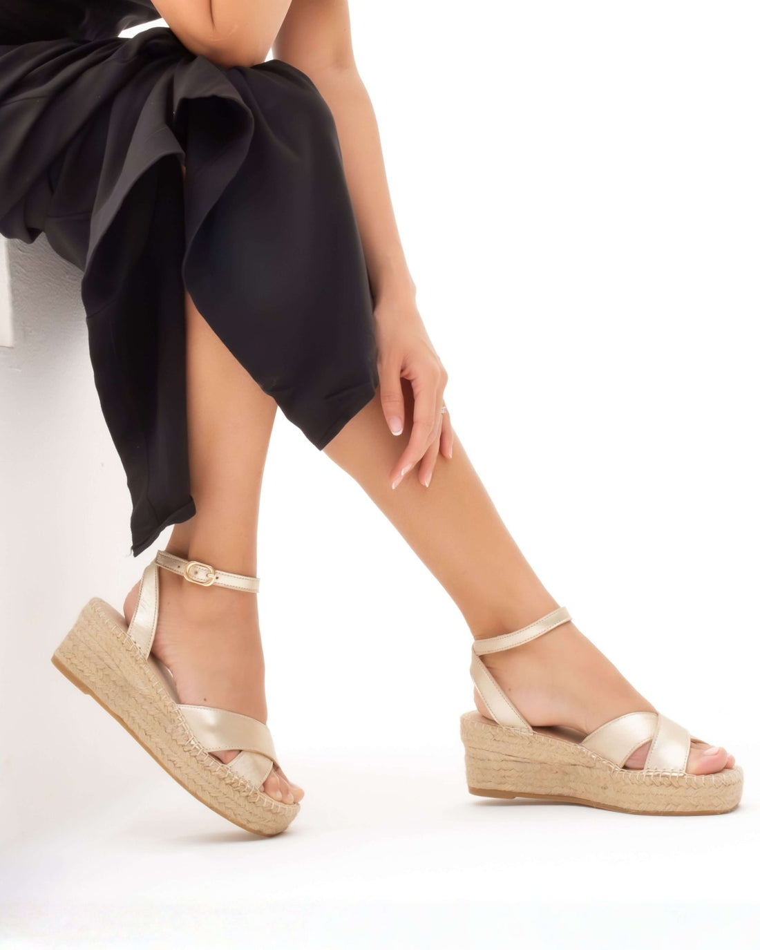 Mila Espadrille Wedge in Champagne - Shoeq