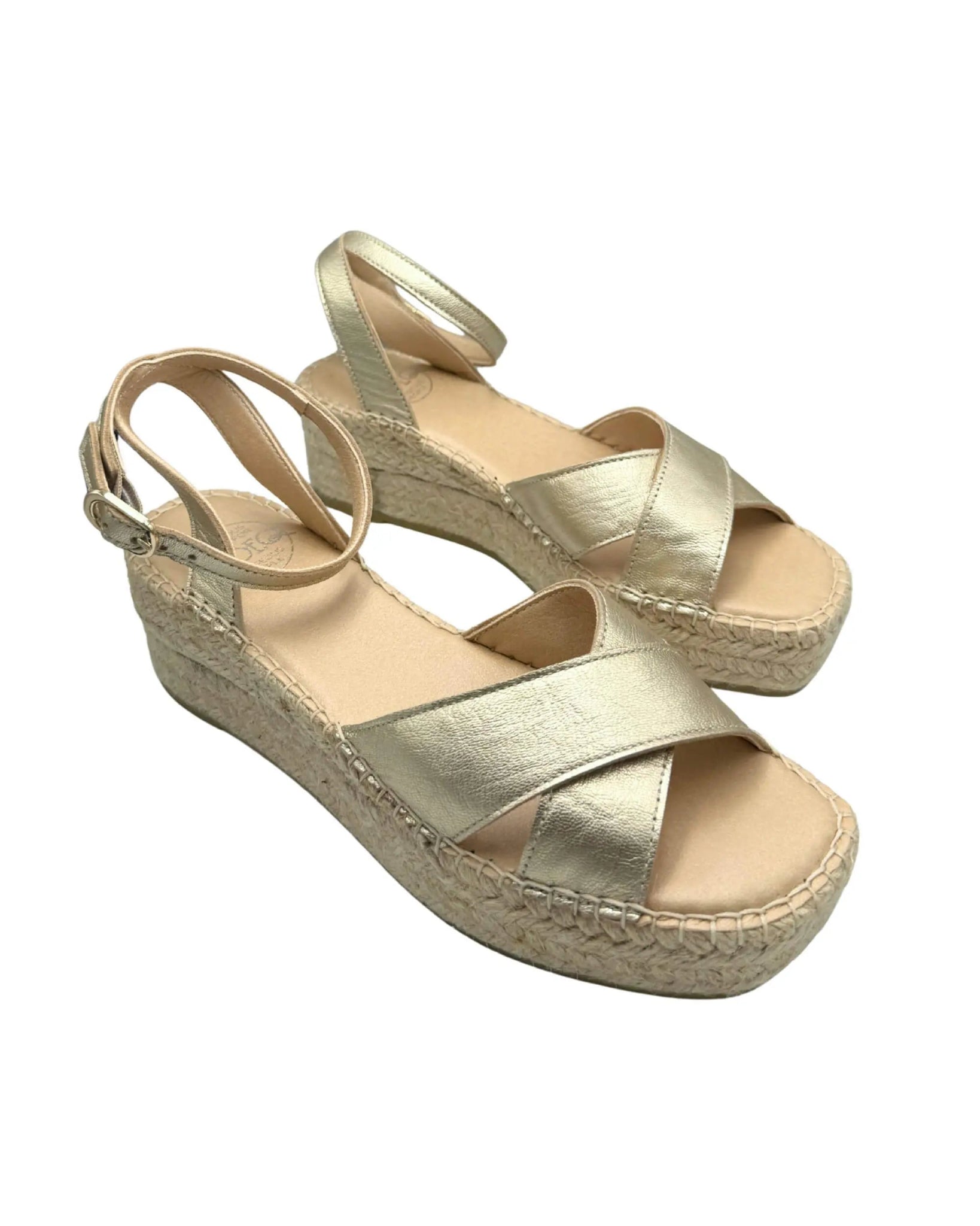 Mila Espadrille Wedge in Champagne - Shoeq