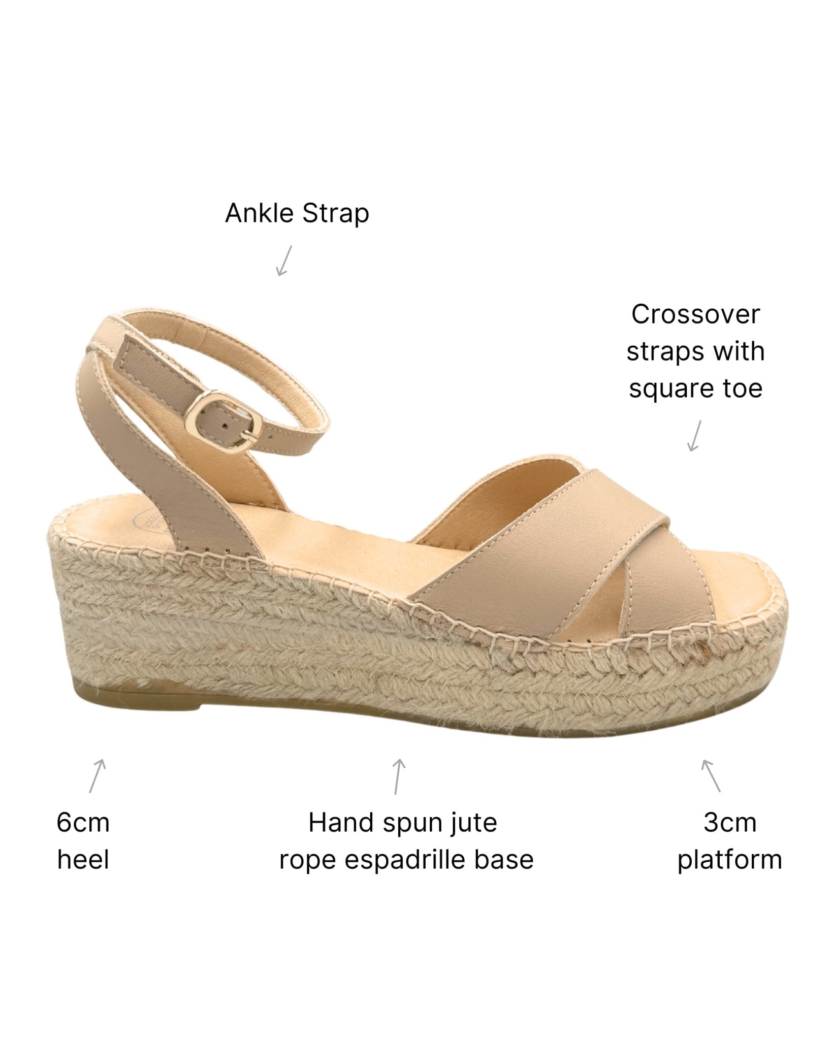 Mila Espadrille Wedge in Sand - Shoeq