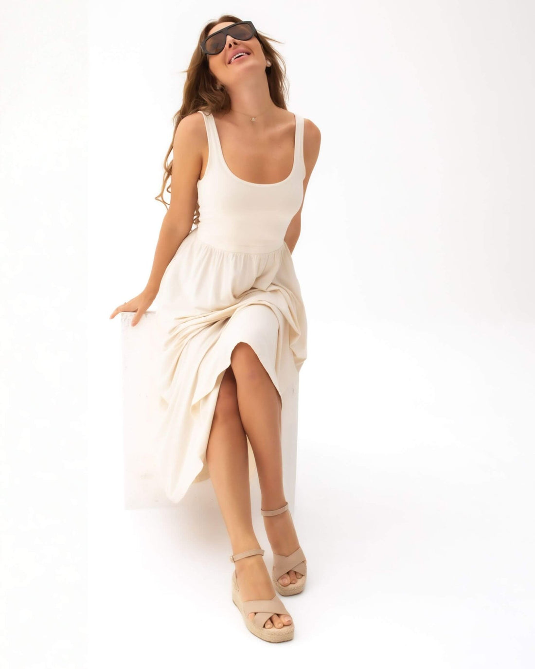 Mila Espadrille Wedge in Sand - Shoeq