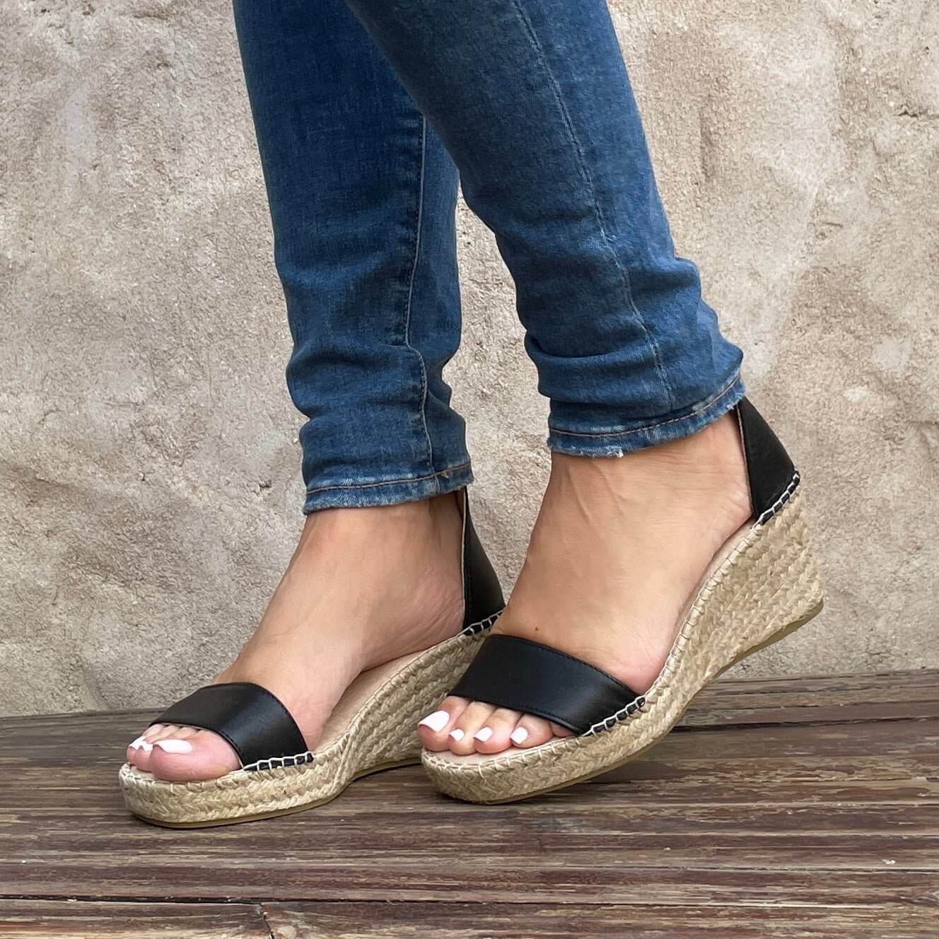 Olivia Espadrille Wedge in Midnight - Shoeq