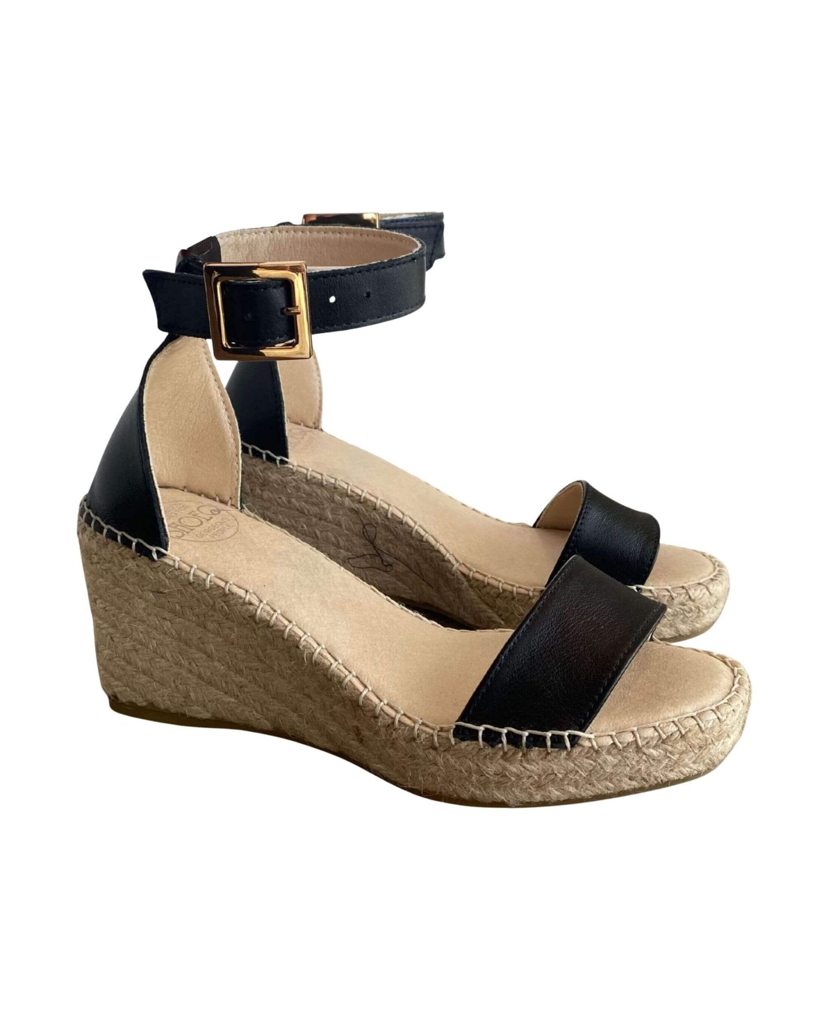 Mid height black wedges 6cm comfortable all day wear
